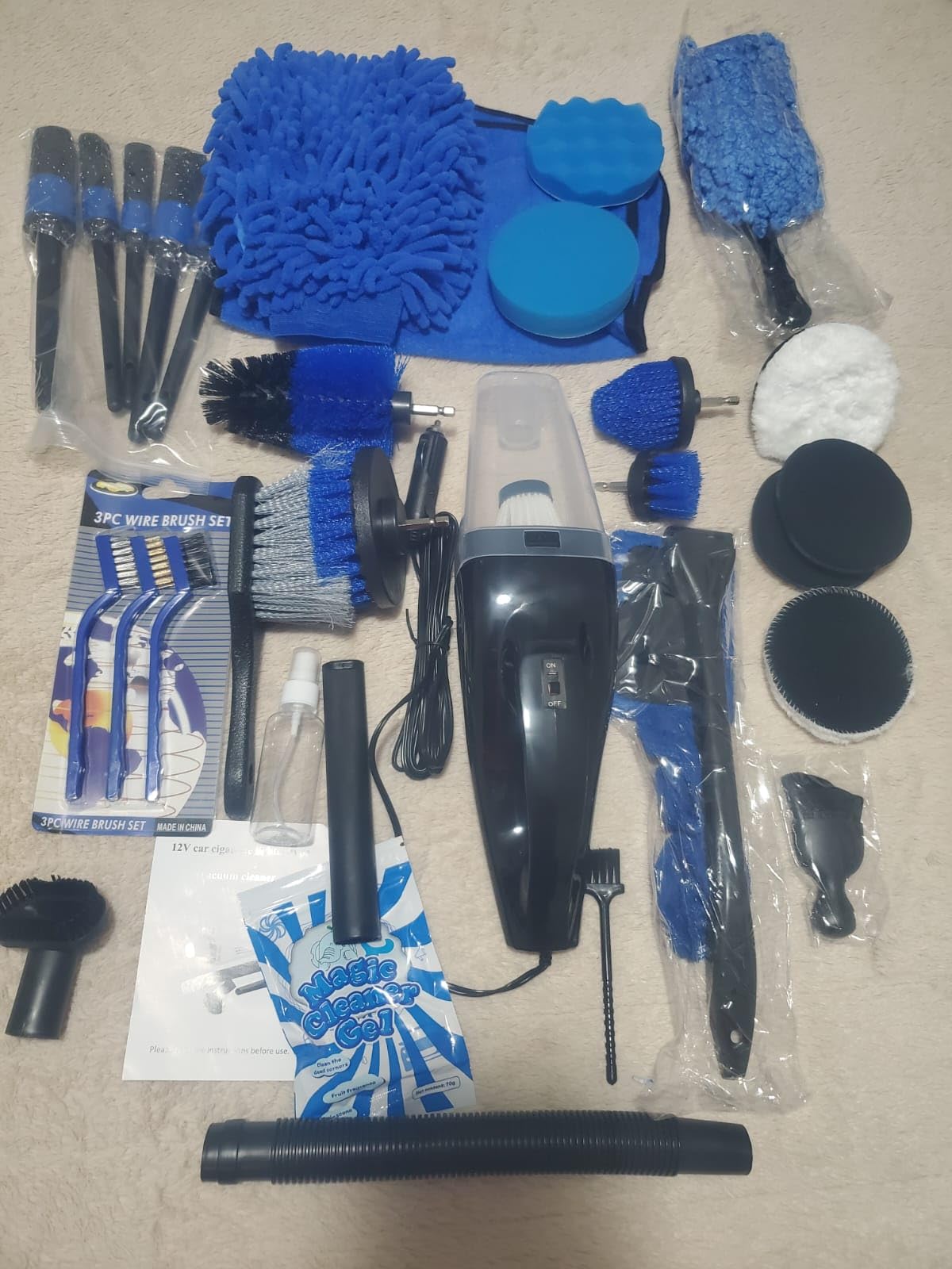 Qydipclin 45Pcs Car Detailing Kit, Car Detailing Brush Set, Car Wash Cleaning Kit, Car Detailing Brushes, Professional Car Care Kit for Interior Exterior Wheels, Blue customer photo 2