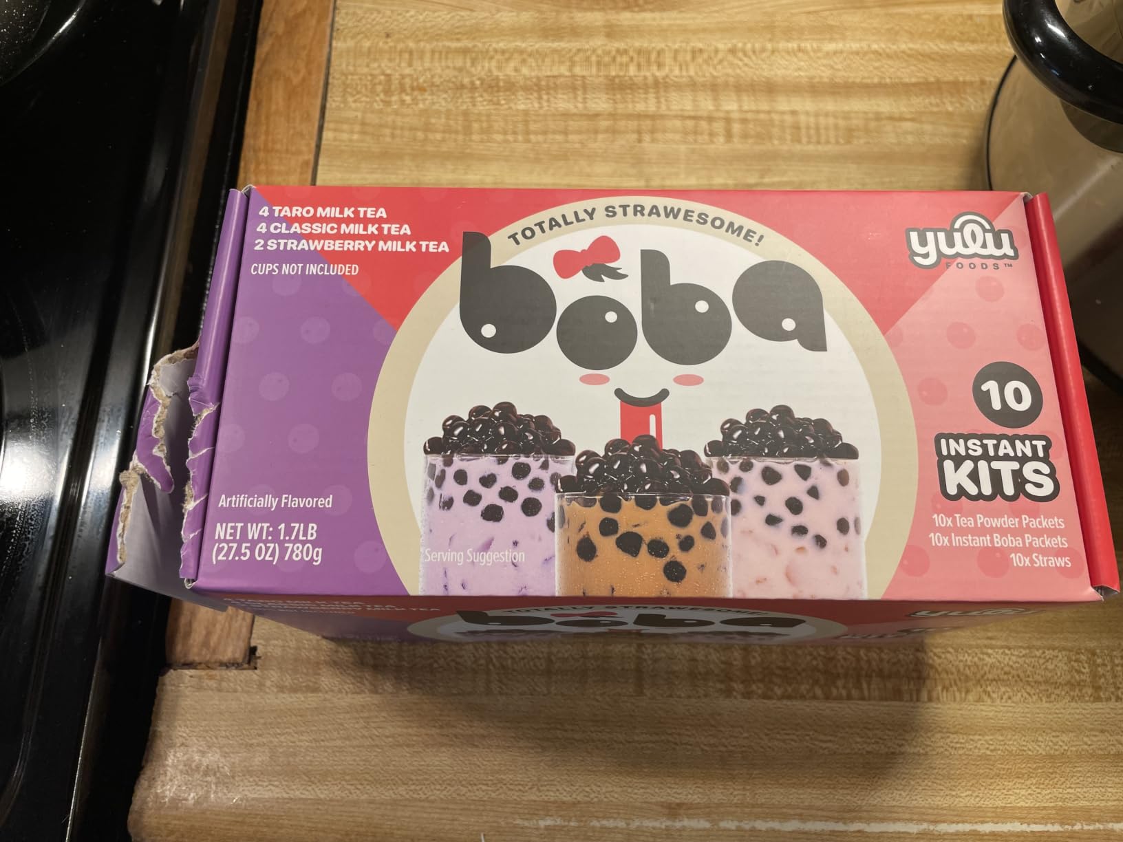 Boba Bundle Kit 10 Serv. Instant Bubble Pearl Variety Milk Tea Kit with Authentic Brown Sugar Tapioca Pearls by Yulu Foods - Ready in Under 1 Minute, Includes Paper Straws - Gift Box, Holiday (Classic, Taro and Strawberry) customer photo 1