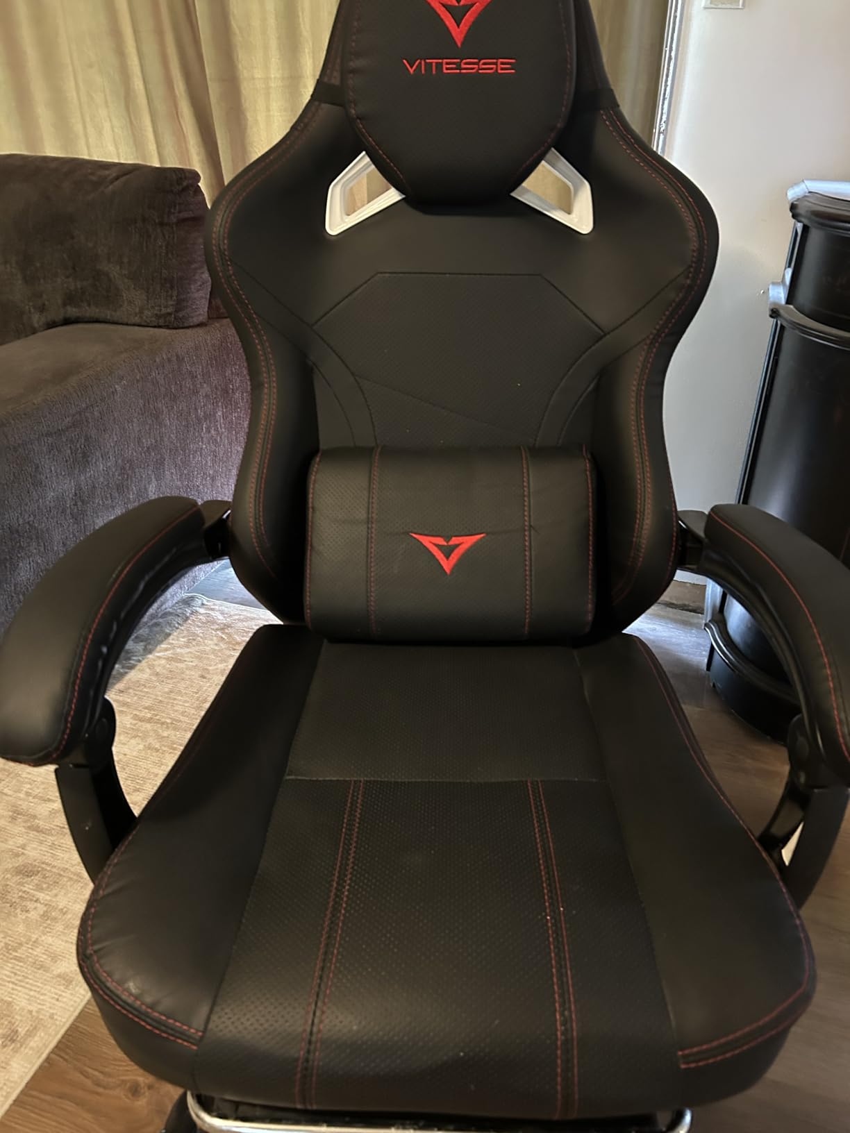 VITESSE Big and Tall Gaming Chair 400lb Capacity with Footrest | Racing-Style High Back Video Game Chair for Adults, PU Leather Computer Chair with Oversized Headrest for Gaming and Work customer photo 2
