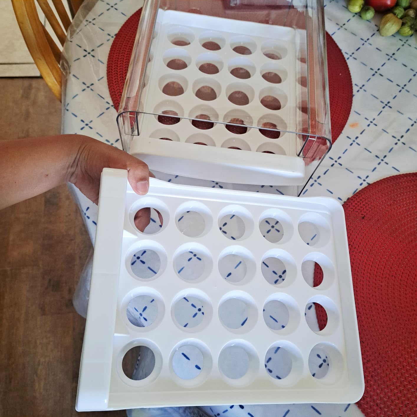 Luckore 2 Tier Egg Holder for Fridge Container for 40 Eggs with Drawer | Clear Stackable Egg Organizer Holder Tray for Fridge, Storage Container with Handles for Refrigerator, Countertop customer photo 2