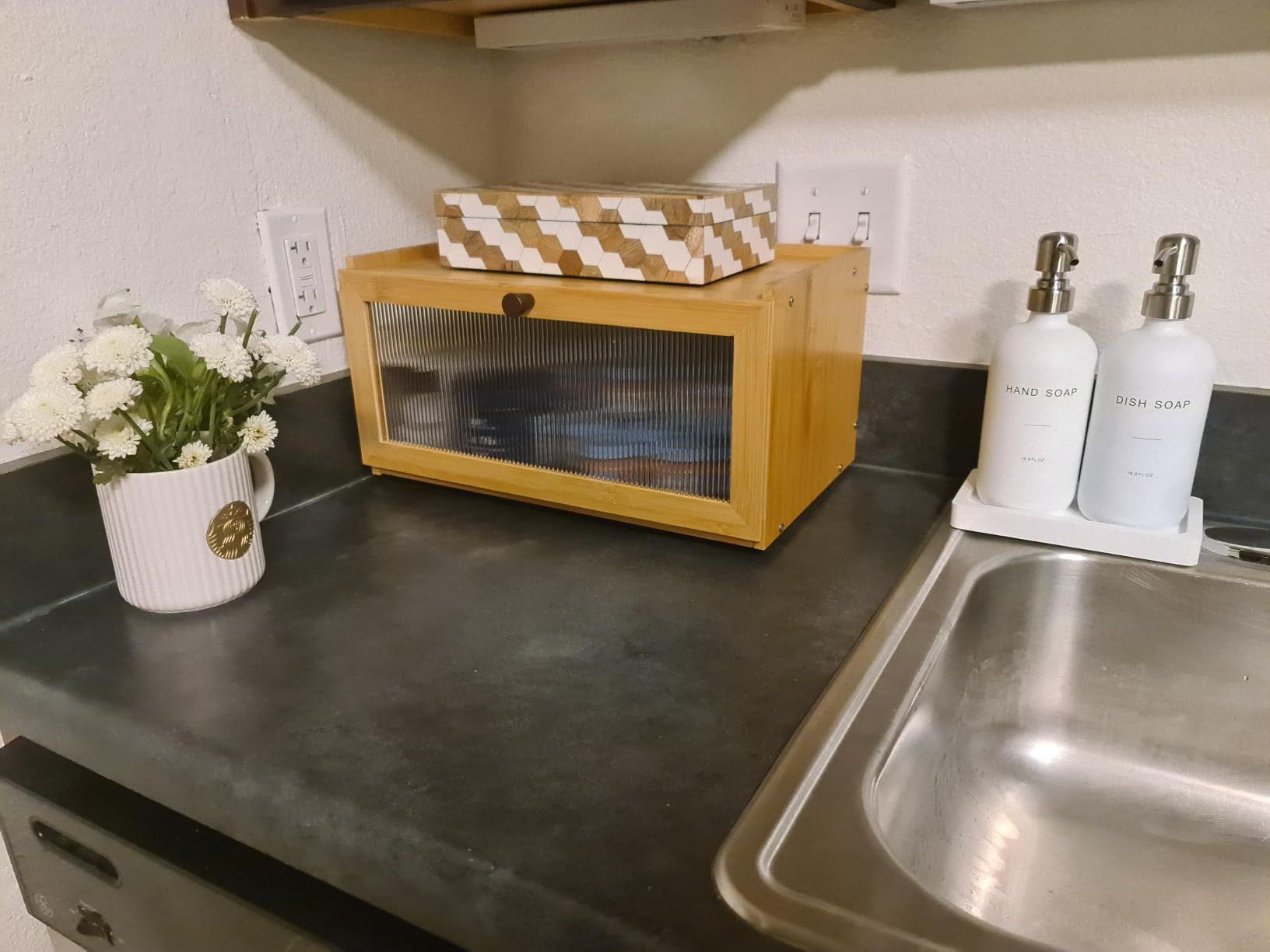 ETMI Vintage Bread Box for Kitchen Countertop - Retro Brown Bread Storage Box Breadbox customer photo 2