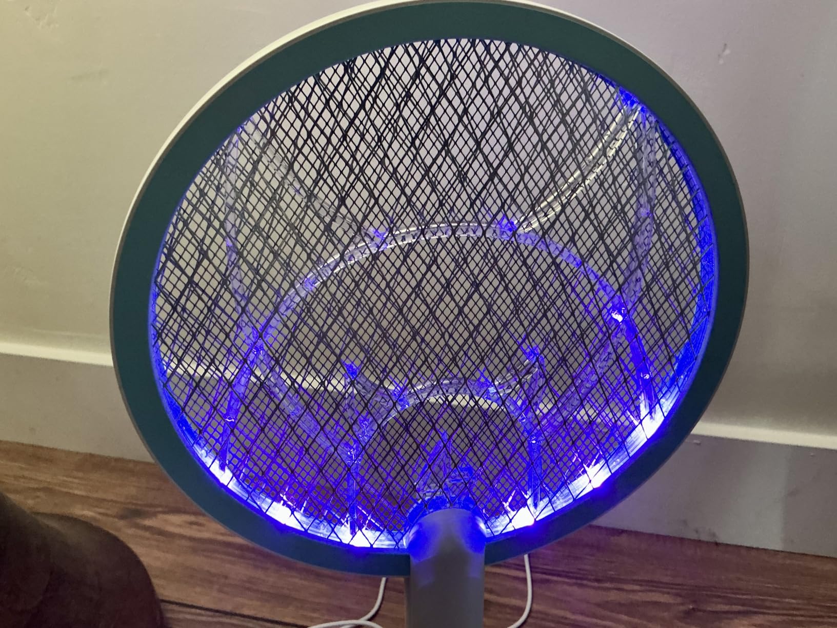 Nymrix Electric Fly Swatter 4100V Dual Mode Bug Zapper Racket (Blue, 1-Pack) | Mosquito Killer with 1800 mAh Rechargeable Battery, Purple Light, USB-C Charging and 3-Layer Safety Mesh for Indoor & Outdoor customer photo 1
