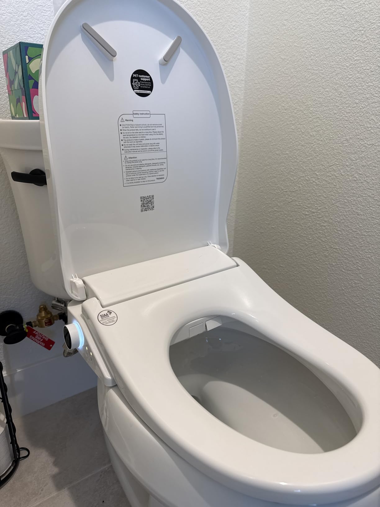 Tadashi Electric Bidet Toilet Seat Elongated, Wireless Remote & Side Panel, Instant Warm Water, Feminine & Rear Wash, Self‑Clean Nozzle, Adjustable Heated Seat, Air Dryer, Slow Close Lid customer photo 2