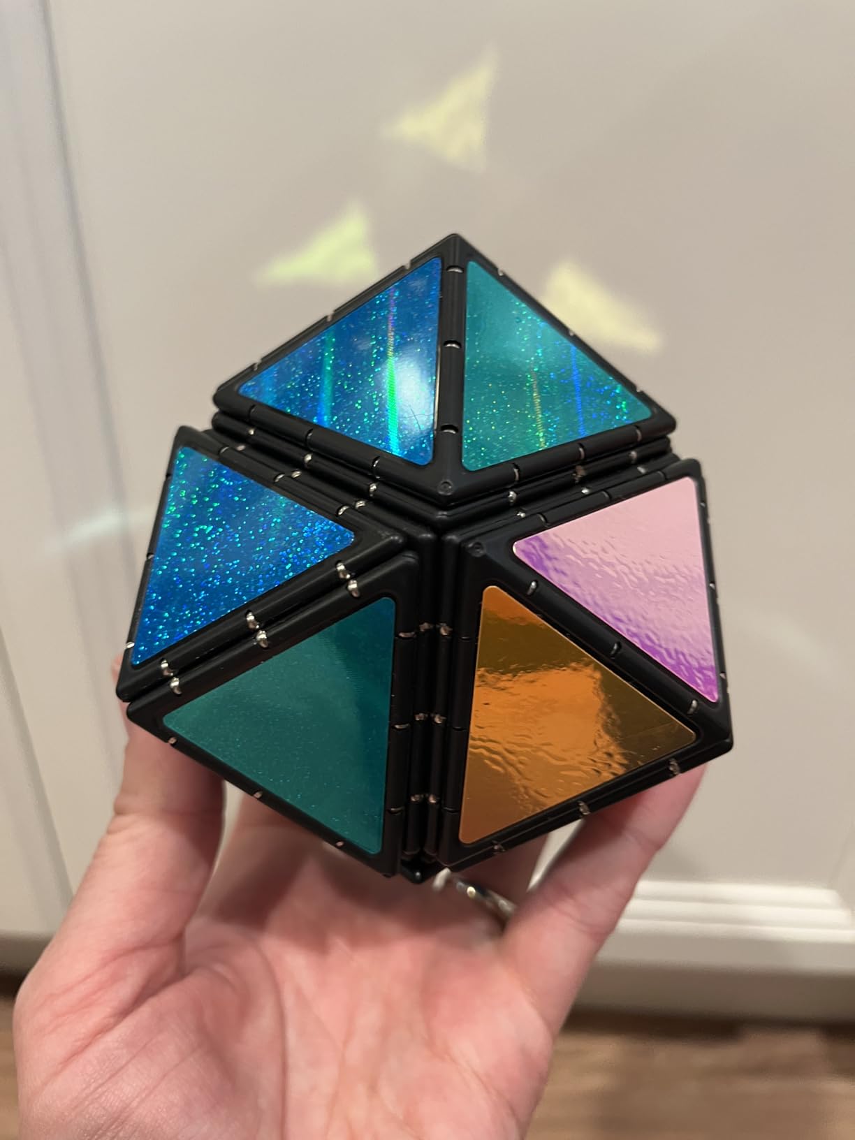 TOSY Magnet Pyramid Glow - 1 Cube Transforms into 1 Billion Shapes, 12 Pieces, 243 Rare Earth Magnets, Glowing, Holographic Design Magnet Tiles Creative Puzzle STEM/STEAM Toy customer photo 2