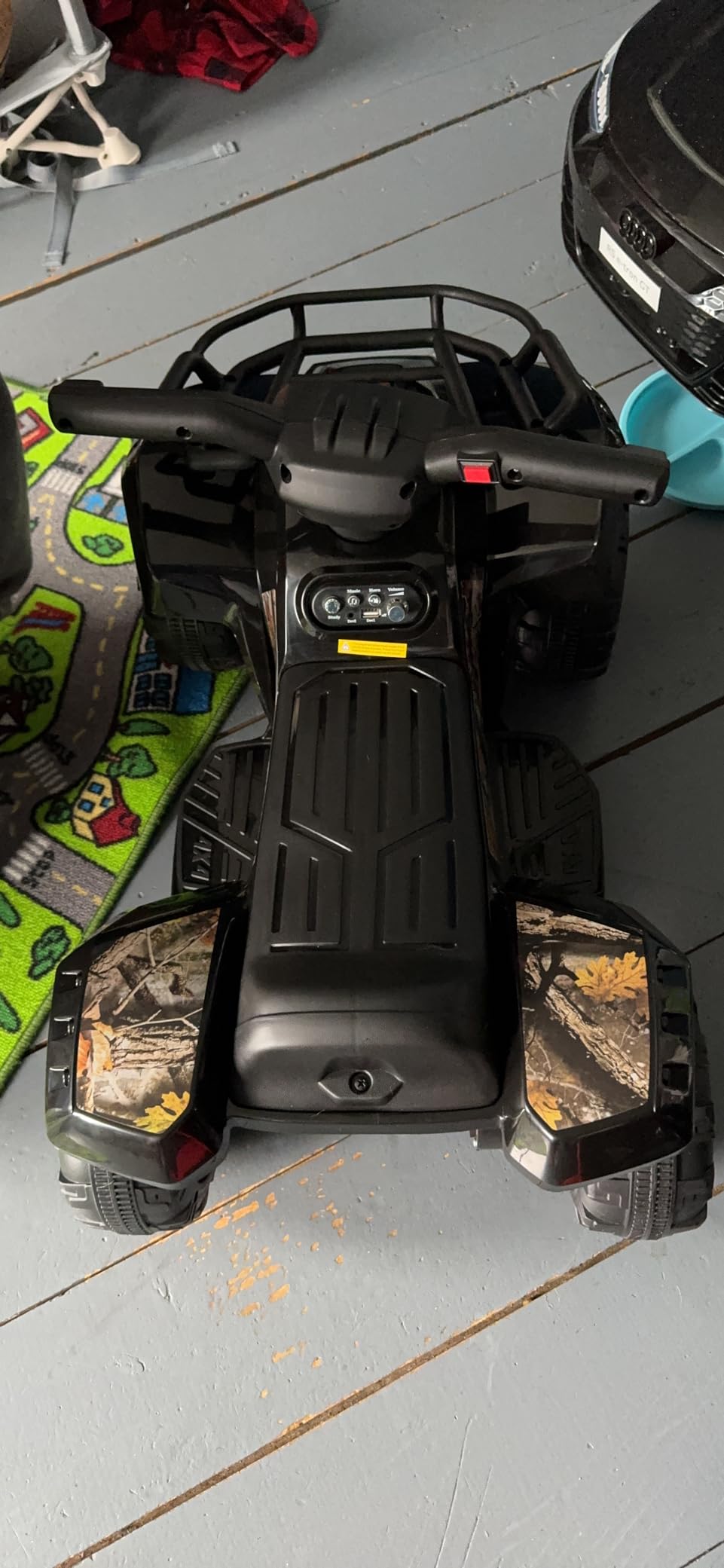Costzon Kids ATV, 6V Battery Powered Electric Vehicle Four Wheeler Quad w/Storage Basket, Headlight, Horn, Music, MP3 & USB, Toddler 4 Wheeler Ride on Car Toy for Boys Girls 18-36 Months (Black+Camo) customer photo 1
