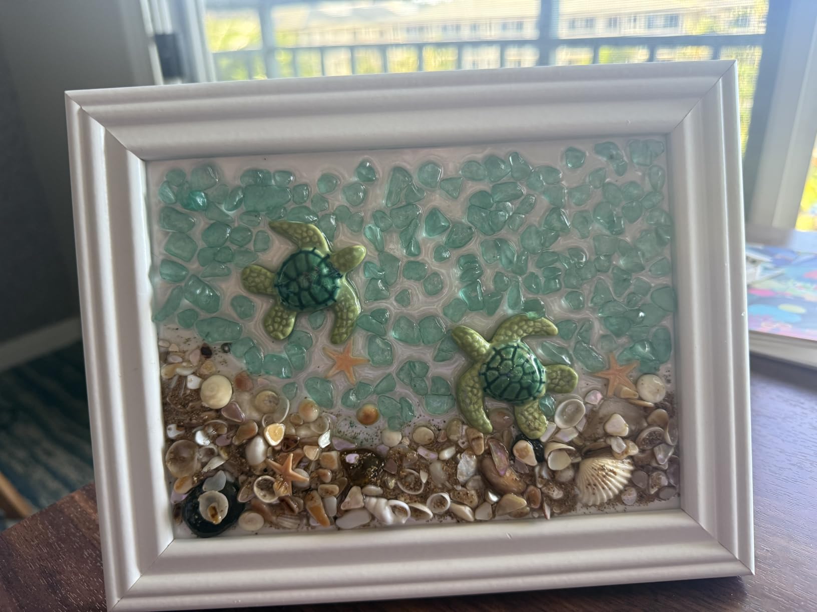 Sea Glass Art Kit, DIY Mosaic Arts and Craft Kits Ocean Painting Kit,DIY Resin Beach Art Kit, Resin Beach Art Kit for Home Decoration, Resin Sea Glass Art Kit(Sea Turtle) customer photo 1