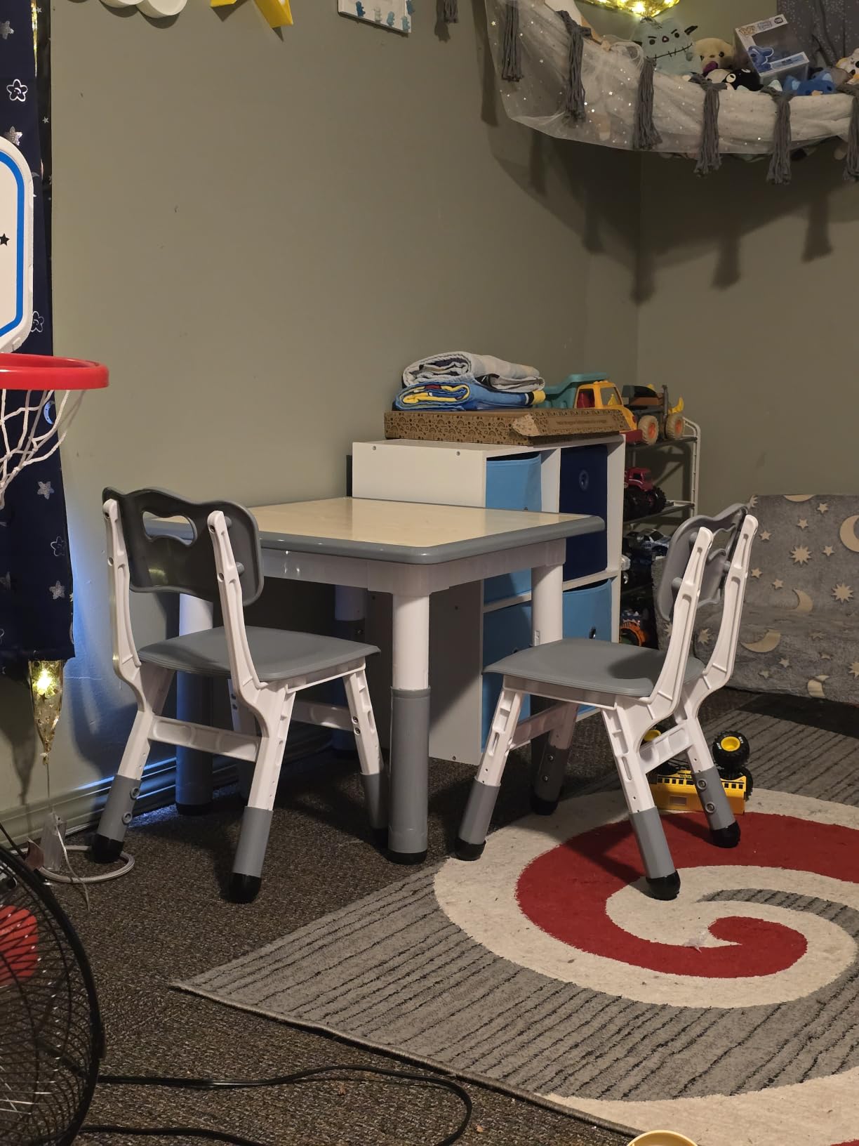Brelley Height Adjustable Toddler Table and 2 Chairs Set, Beige | Table Supports 280 lbs, Drawing Activity Desk, Classroom/Daycare/Home, Children Multi-Activity Table for Ages 3-8 customer photo 2