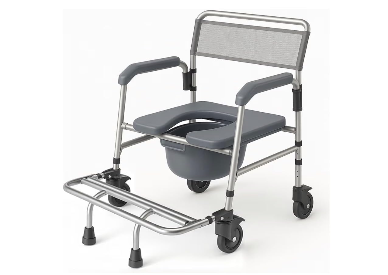 Vive Commode Shower Chair with Wheels- 3-in-1 Bathroom & Bedside Wheelchair customer photo 1