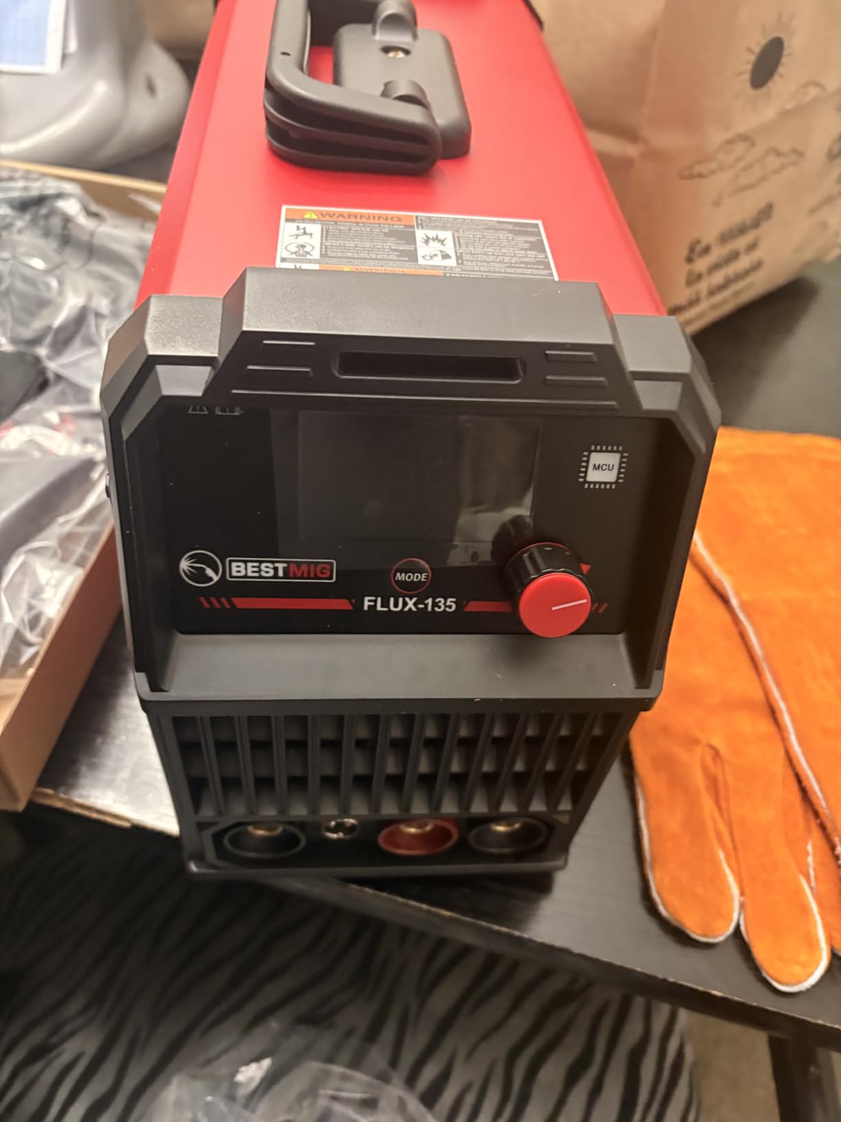 BESTMIG 135A MIG Welder - 3-in-1 Flux Core Welder, MIG/Lift TIG/Stick Welding Machine - Portable IGBT Inverter - 110V with Welding Helmets and Gloves (Red Black, MIG 135A Welder) customer photo 1