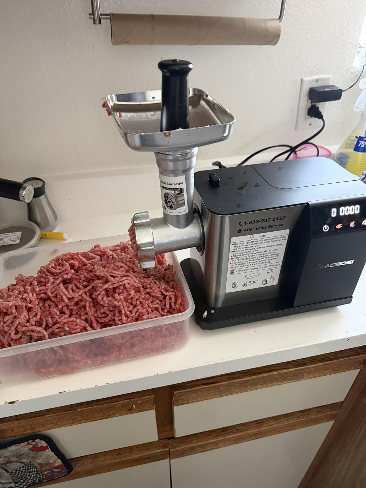 AAOBOSI Electric Meat Grinder w/ 3 Speed Touch Screen Control, 3000W Max customer photo 2