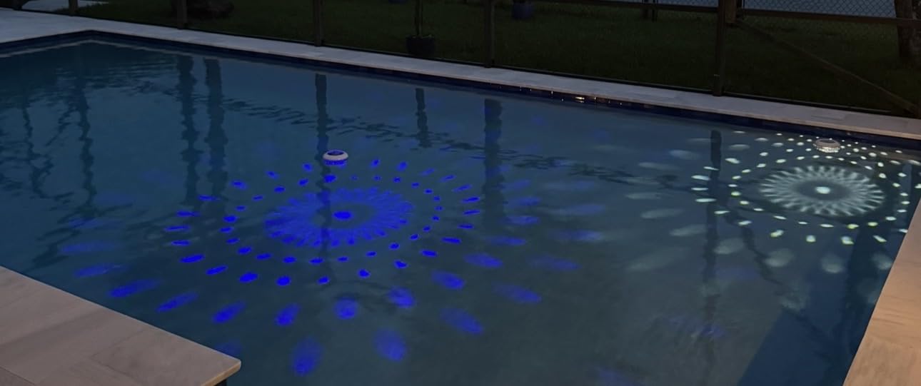 Floating Pool Lights w/Remote, 6.5 Inch RGB Color Changing Solar Pool Lights that Float with 9 Dynamic Lighting, IP68 Waterproof Hangable Solar Floating Light for Pool Garden Weeding Decor(2) customer photo 2