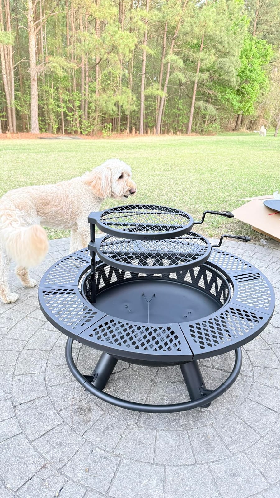 47 Inch Outdoor Fire Pit with 2 Grills, Wood Burning Large Fireplace Table customer photo 1