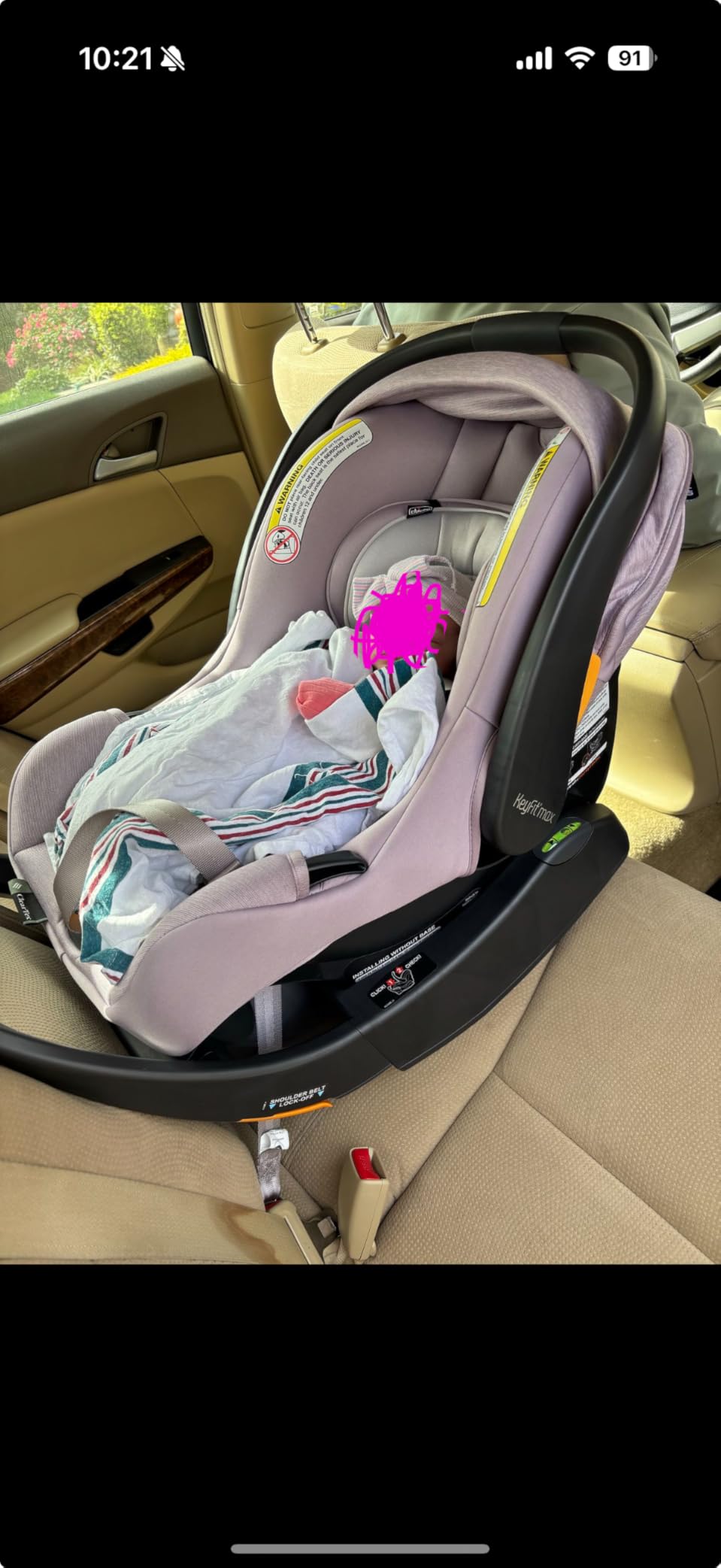 Chicco KeyFit Max ClearTex Infant Car Seat and Base, Rear-Facing, 4-30 lbs - Lupine/Purple, flame retardant-free ClearTex, GREENGUARD Gold, stroller-compatible infant car seat customer photo 1
