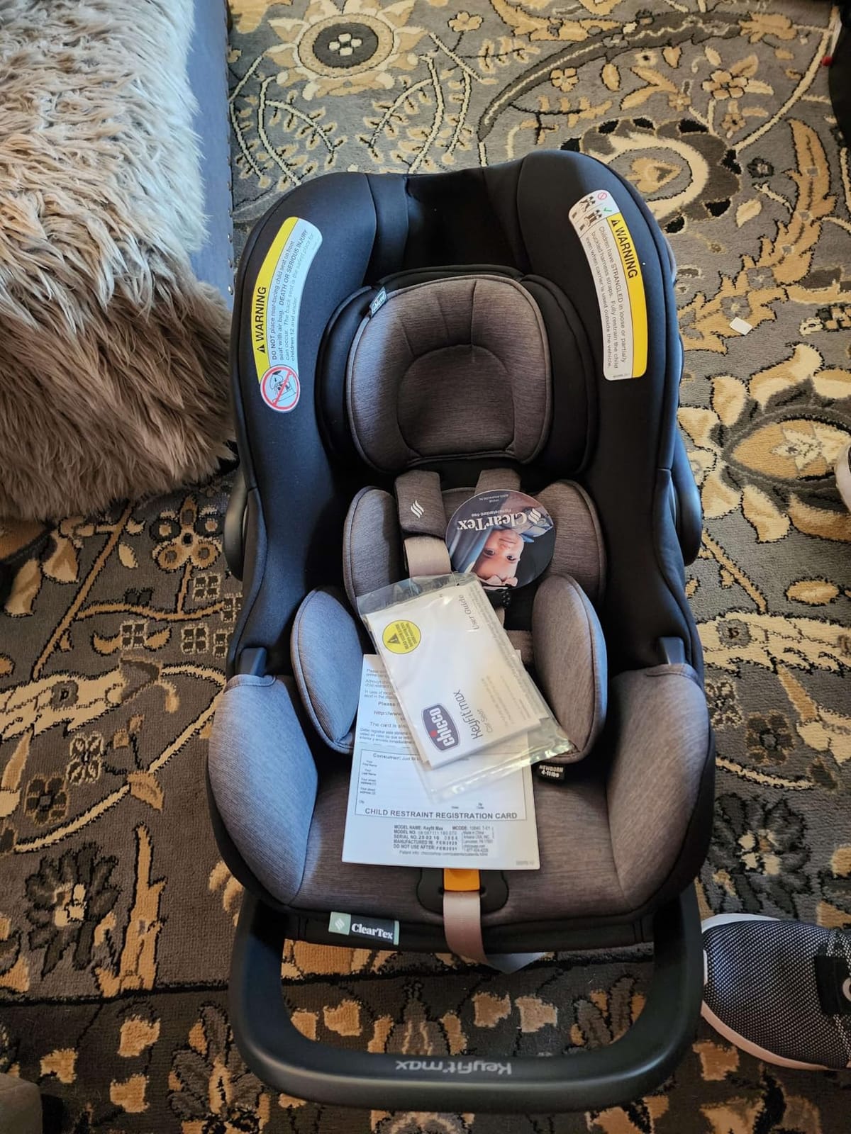Chicco KeyFit Max ClearTex Infant Car Seat and Base, Rear-Facing, 4-30 lbs - Lupine/Purple, flame retardant-free ClearTex, GREENGUARD Gold, stroller-compatible infant car seat customer photo 2