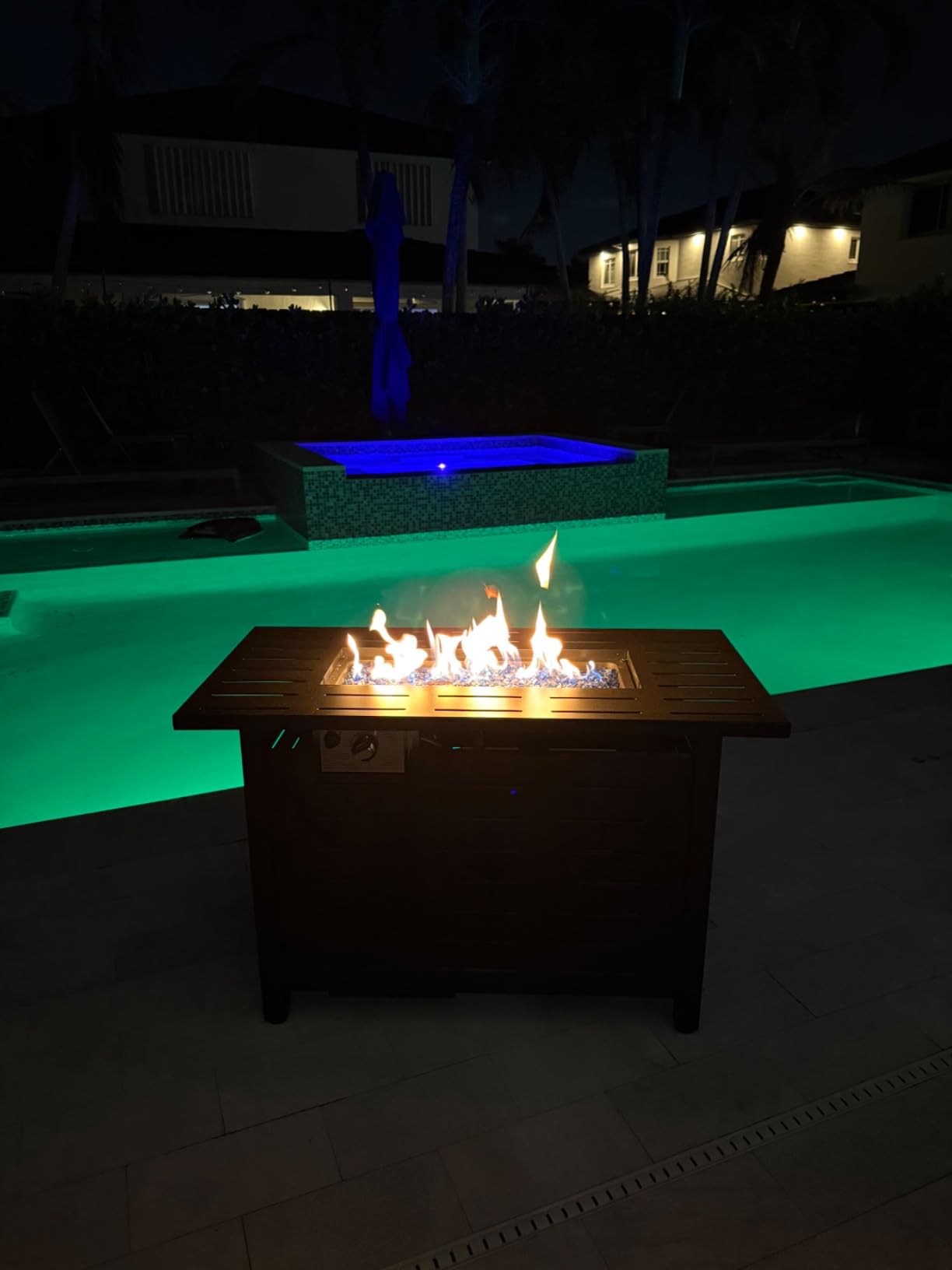 Aoxun 41 Inch Propane Fire Pit–50,000 BTU Gas Fire Pit Table with Removable Lid & Lava Rocks, Rectangle Firepit Table for Outside, Patio, Deck, Backyard, Black customer photo 1