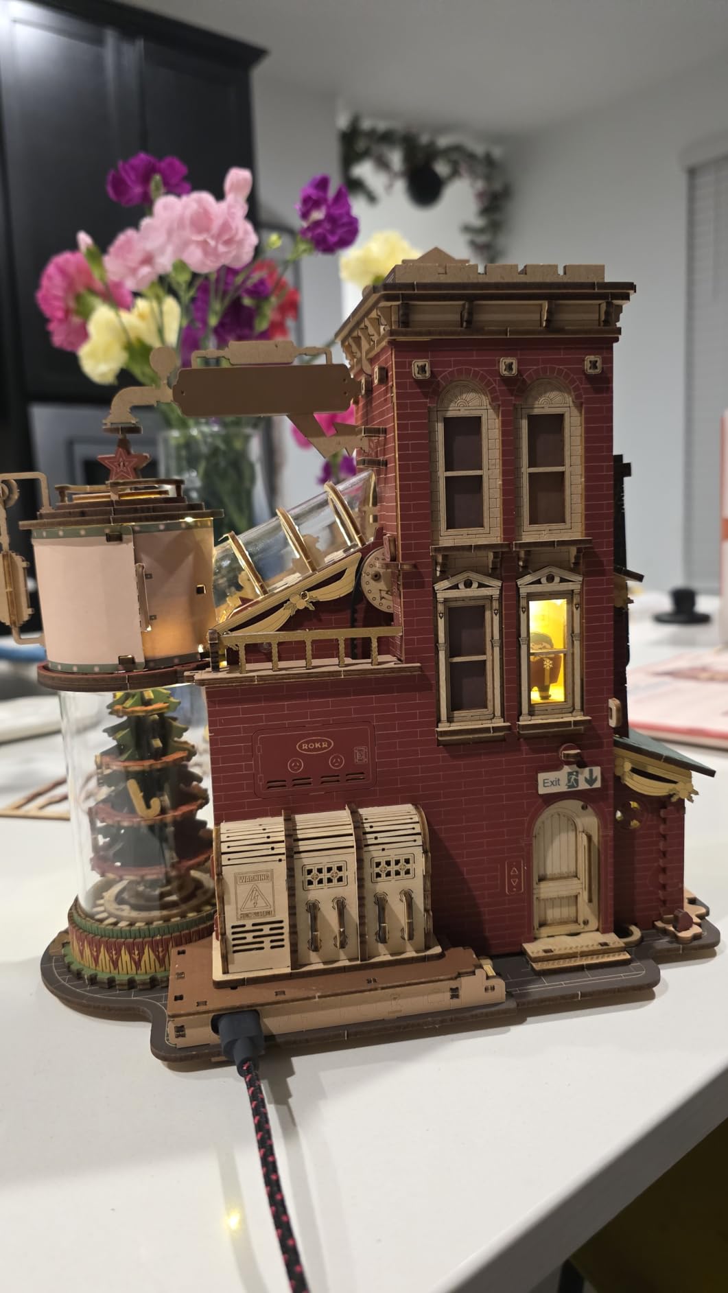 ROKR 3D Puzzle for Adults Christmas Dream Gift Factory Wooden Model Kit Luminous Factory DIY Dollhouse Kit Building with Music, Lights and 5 Elves for Adults customer photo 1