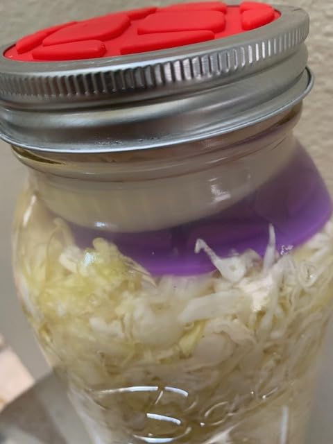 Fermentation Lids for Wide Mouth Mason Jars - 4 Pack Silicone Lids - One-way Waterless Airlock Valve, BPA-free Self-Burping Silicone Lids (Includes 4 Colors: Blue, Red, Green & Purple) customer photo 1