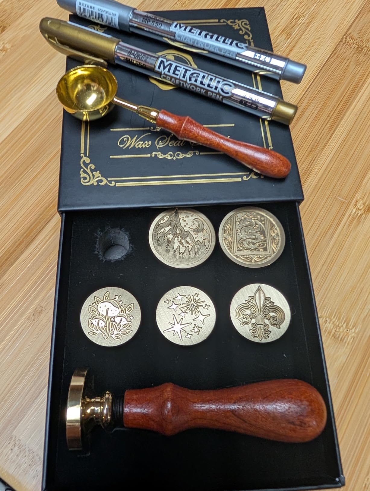 SWANGSA Botanical Flower Wax Seal Stamp Kit with 450pcs Sealing Wax Beads | Wax Seal Kit Includes 2 Pens and Spoon for Wedding, Invitations, Cards, Envelope, Christmas customer photo 1