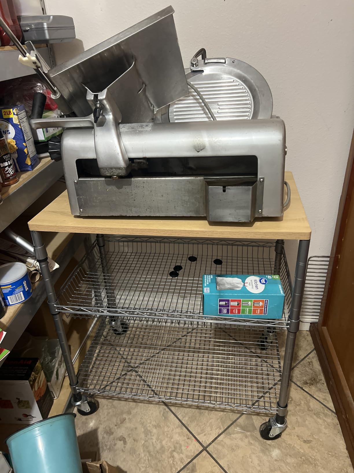 3 Tier Rolling Kitchen Carts on Wheels with Storage, 650Lbs Heavy Duty Utility Carts with Wheels, Kitchen Island with Wood Tabletop, Metal Serving Rolling Cart for Small Appliance Food Cart, Wood+Metal customer photo 1