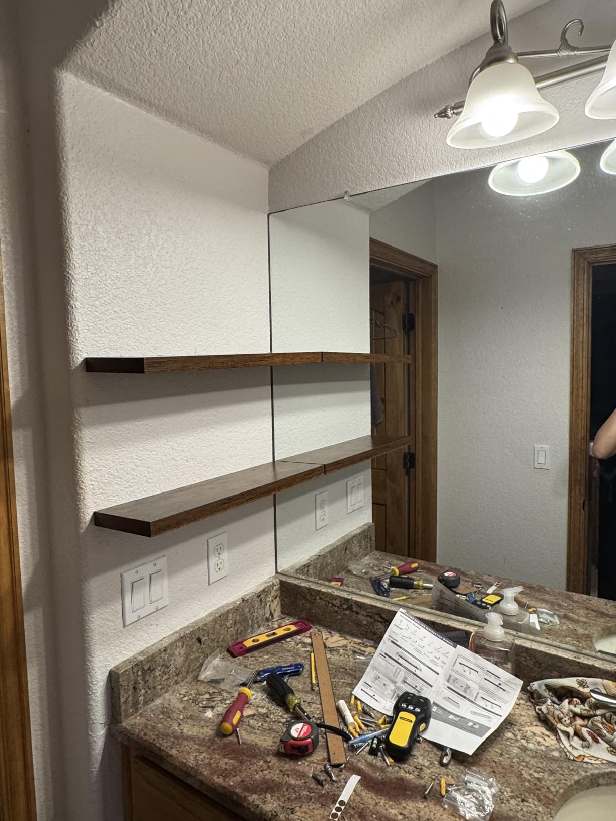 BAYKA Rustic Brown Floating Shelves 22.5in, Set of 2, Wall Mount Wood Shelf customer photo 2