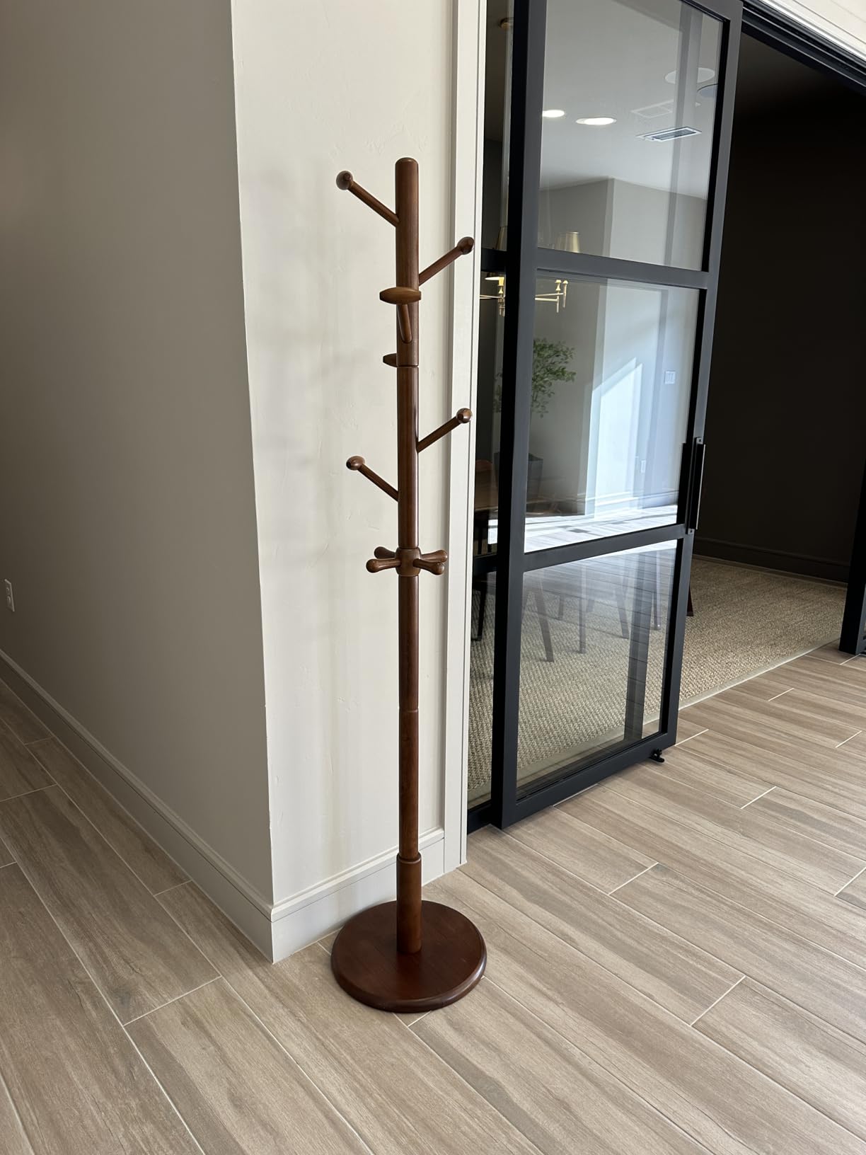 Taitiy Solid Wooden Coat Rack Stand Freestanding Hall Tree with 10 Hooks | 3 Height Options for Coats, Hats, Handbags, and Scarves, Space Saving Design for Entryway, Office, Bedroom Rubberwood customer photo 2