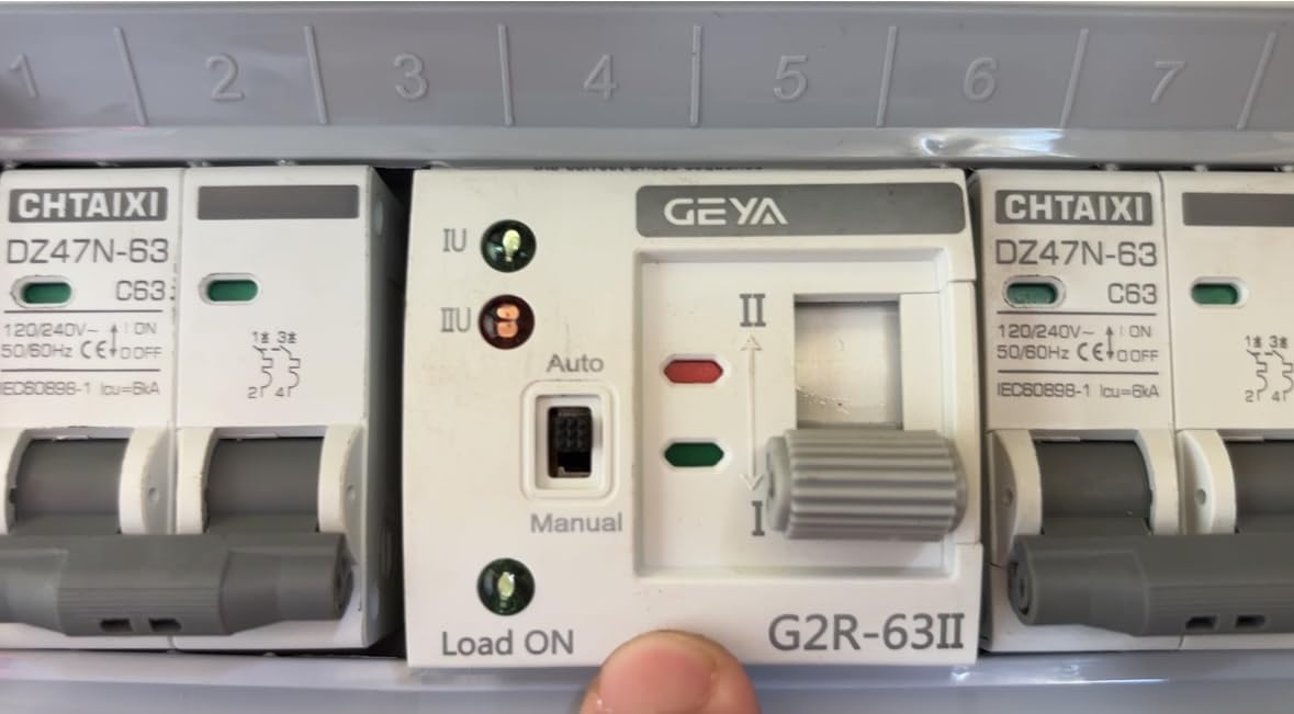 Mini ATS AC Automatic/Manual Transfer Switch 2P 63A 110V, ATS Manual Transfer for Uninterruptible Power Supply Home, Dual Auto Power Electrical Selector Switch DIN Rail Mount（G2R 2P 63A AC110V） customer photo 1