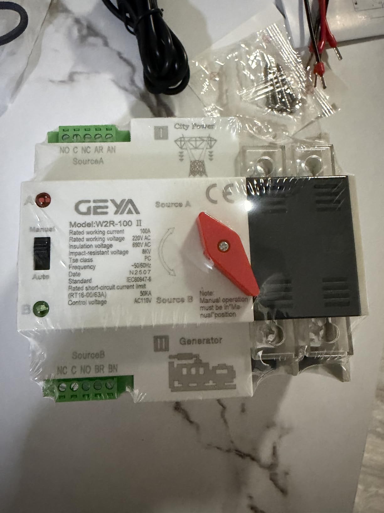 100Amp AC110V Automatic/Manual Transfer Switch 2P 50/60Hz, 2POLE 100A Mini ATS Solar Auto Dual Power Switch for Home Generator, Din Rail Mounted Cn Automatic Changeover Fast Transfe for Rv, Lv Power customer photo 1