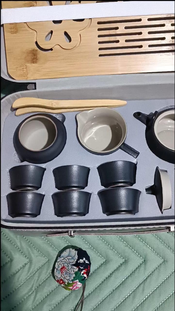 ICHAG 14-Piece Chinese Gongfu Tea Set, Yangzhi Jade Porcelain Gaiwan Tea Set with Anti-Mold Resin Tray & Color-Changing Tea Pet, Portable Travel Kit for Home, Office, Camping, Gift for Tea Lovers customer photo 1