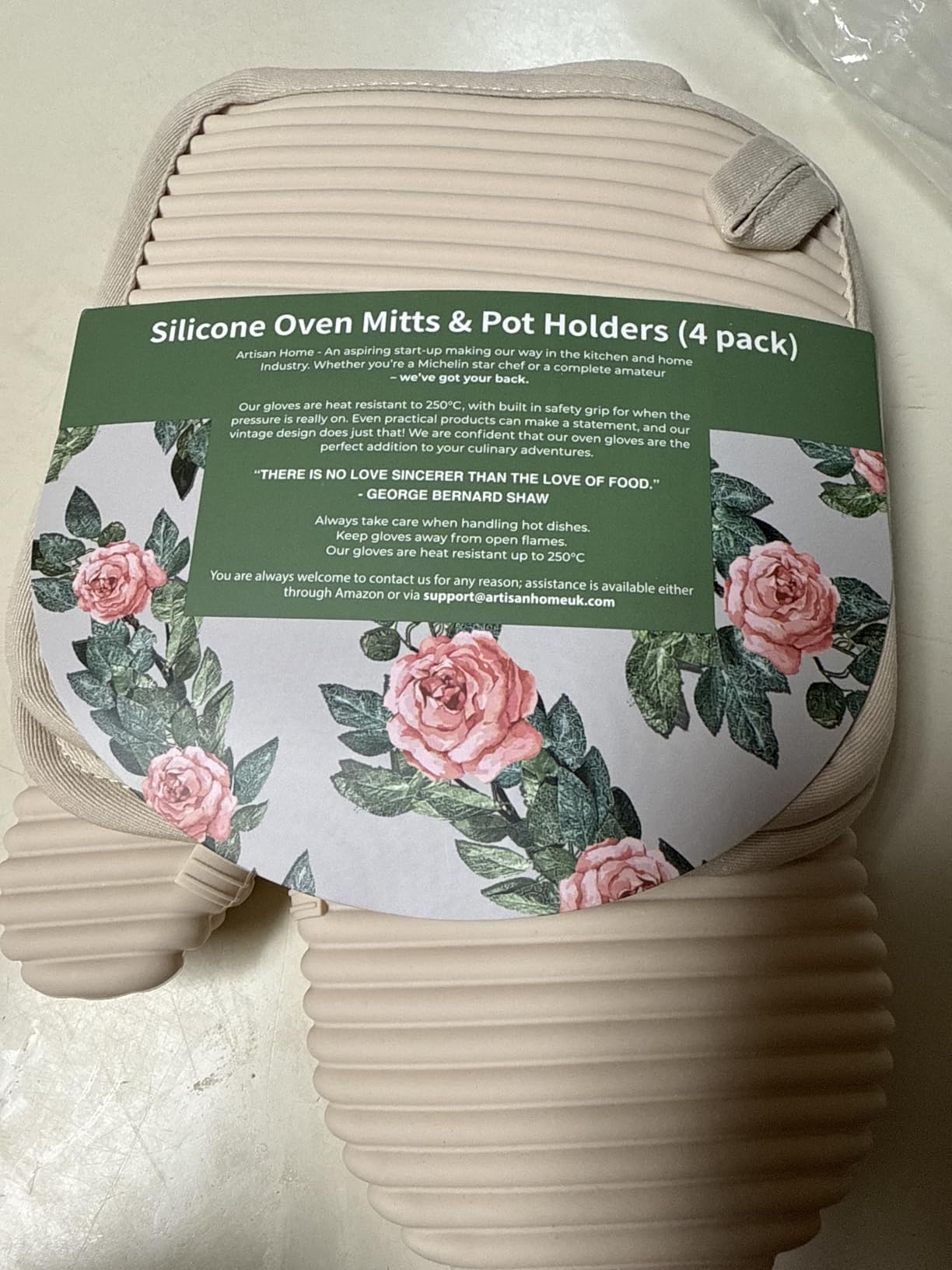 Extra Long Silicone Oven Mitts and Pot Holders Sets | Heat Resistant 500°F BPA-Free Food Grade Silicone Hot Pads & Kitchen Mittens | 4-Piece Set of Oven Gloves & Potholders for Kitchens. customer photo 1