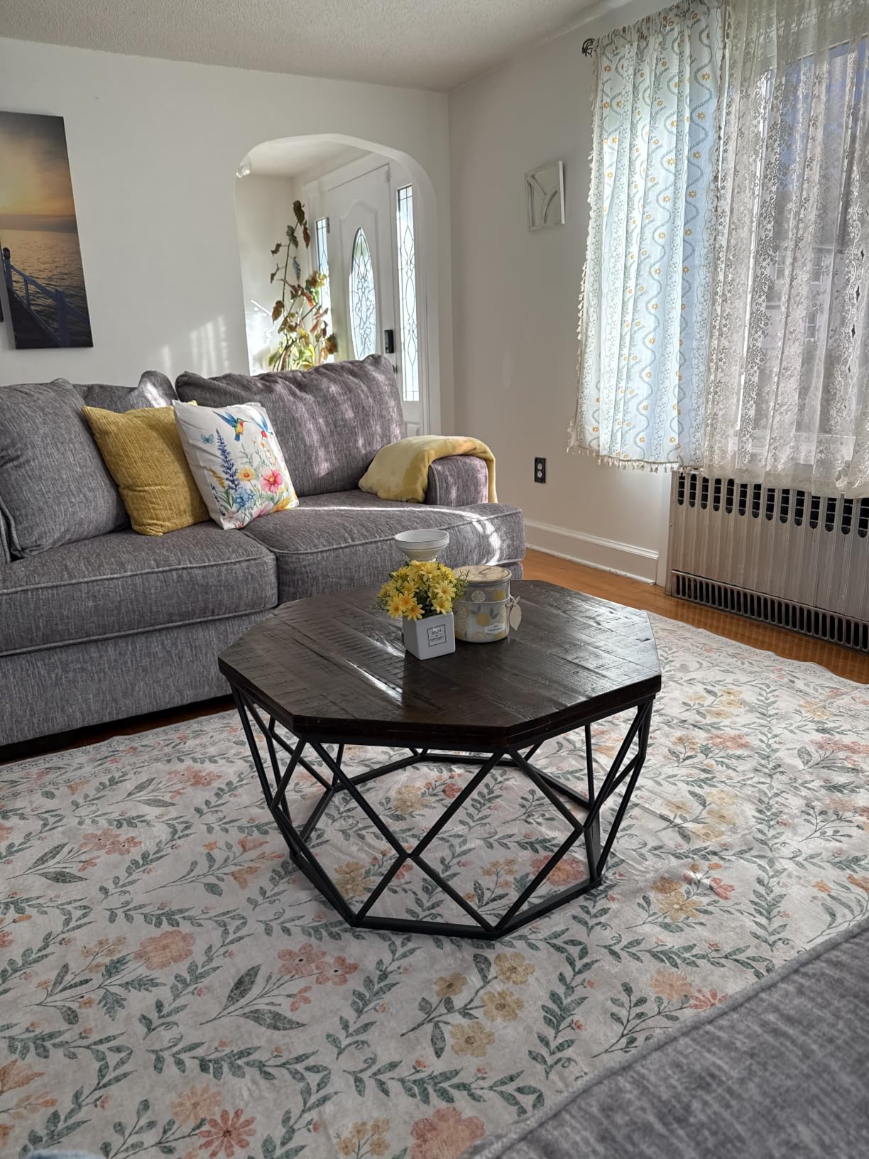 PLHXFR 8x10 Area Rug Living Room: Floral Washable Boho Carpet Dark Green customer photo 2