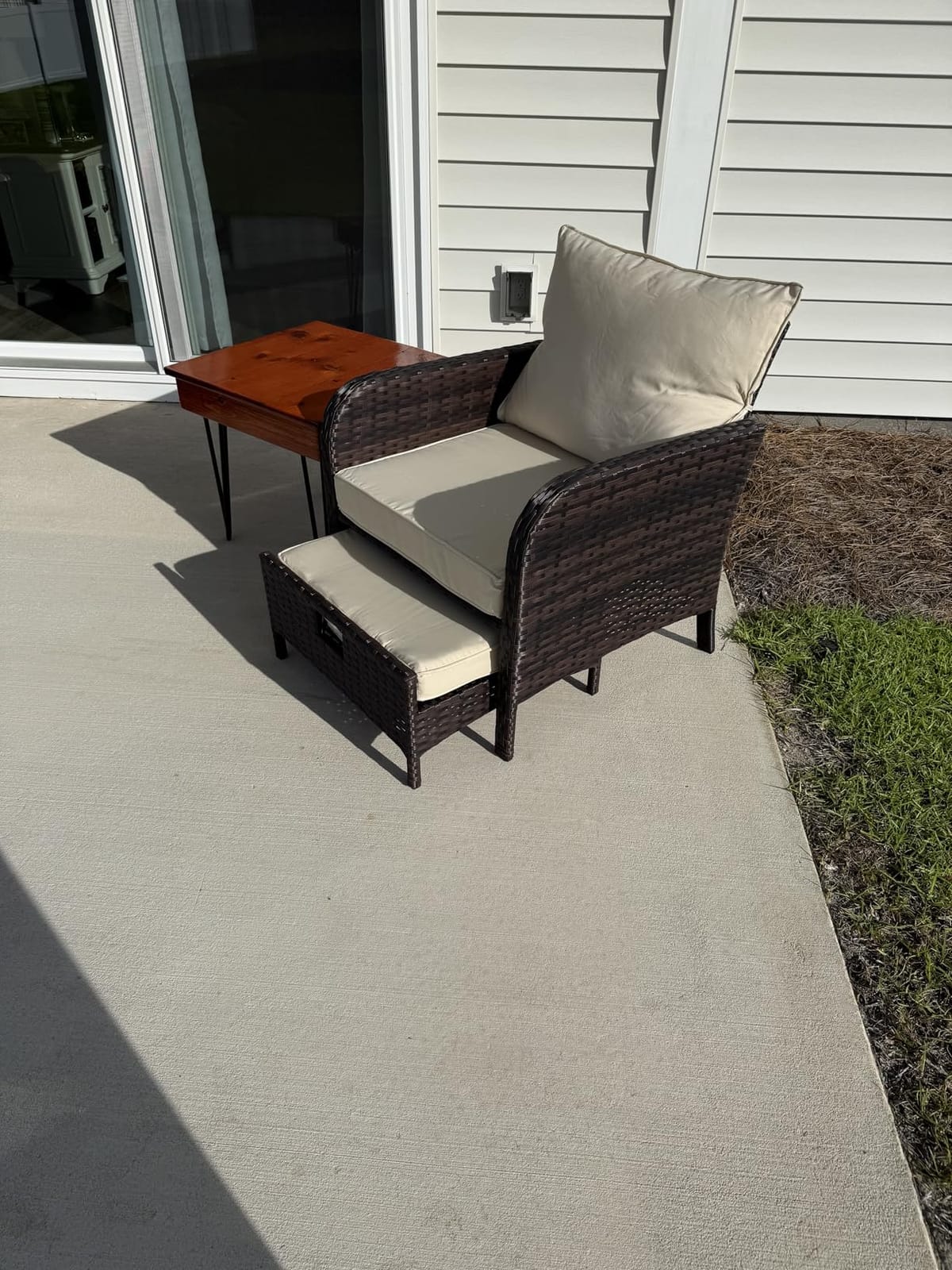 LEVELEVE Balcony Furniture 5 Piece Patio Conversation Set, PE Wicker Rattan Outdoor Lounge Chairs with Soft Cushions 2 Ottoman&Glass Table for Porch, Lawn-Brown Wicker customer photo 2