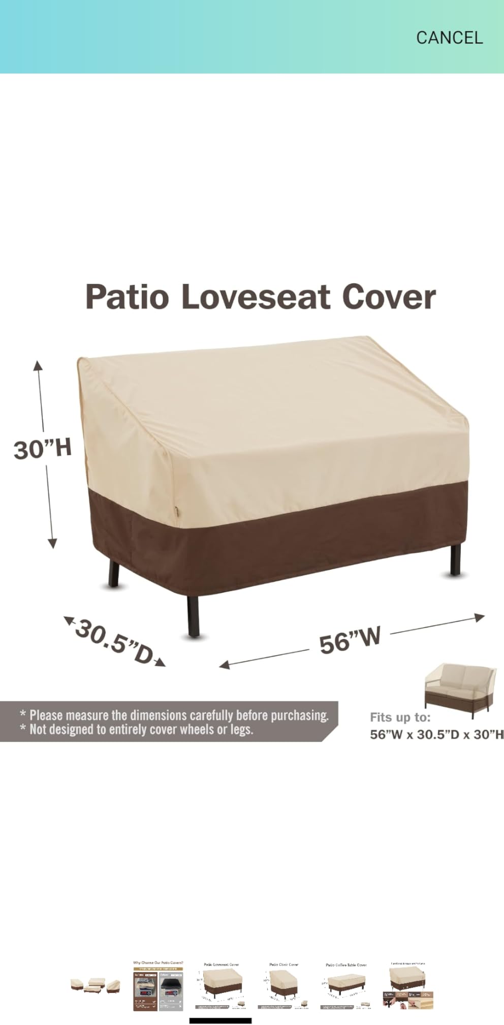 loriano Patio Furniture Cover Set Waterproof 4 Piece Beige Large customer photo 2