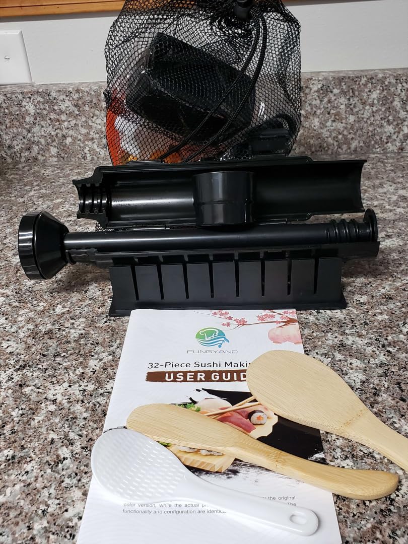 FUNGYAND Sushi Making Kit, 32-in-1 Complete Sushi Set | with Bazooka Roller, Nigiri & Musubi Presses, Bamboo Mats, Knife, Peeler, Cutting Mold, Chopsticks & More customer photo 2