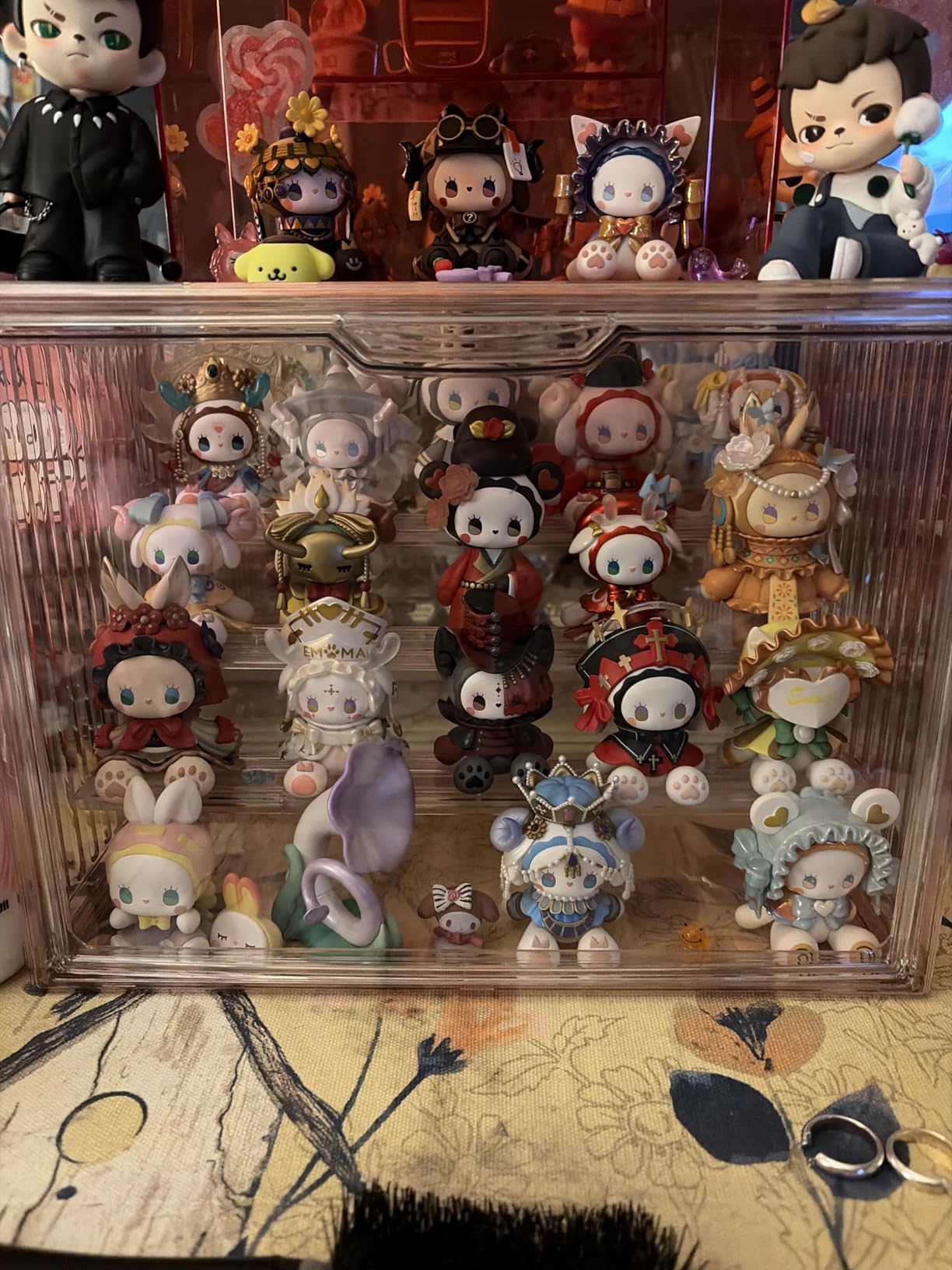 Clear Acrylic Display Case for Collectibles 4 Layer Hobby Figure Display Case Box with Shelves Stackable Figurine Display Boxes for Funko Pop Mart Labubu Model, 2 Pack customer photo 1