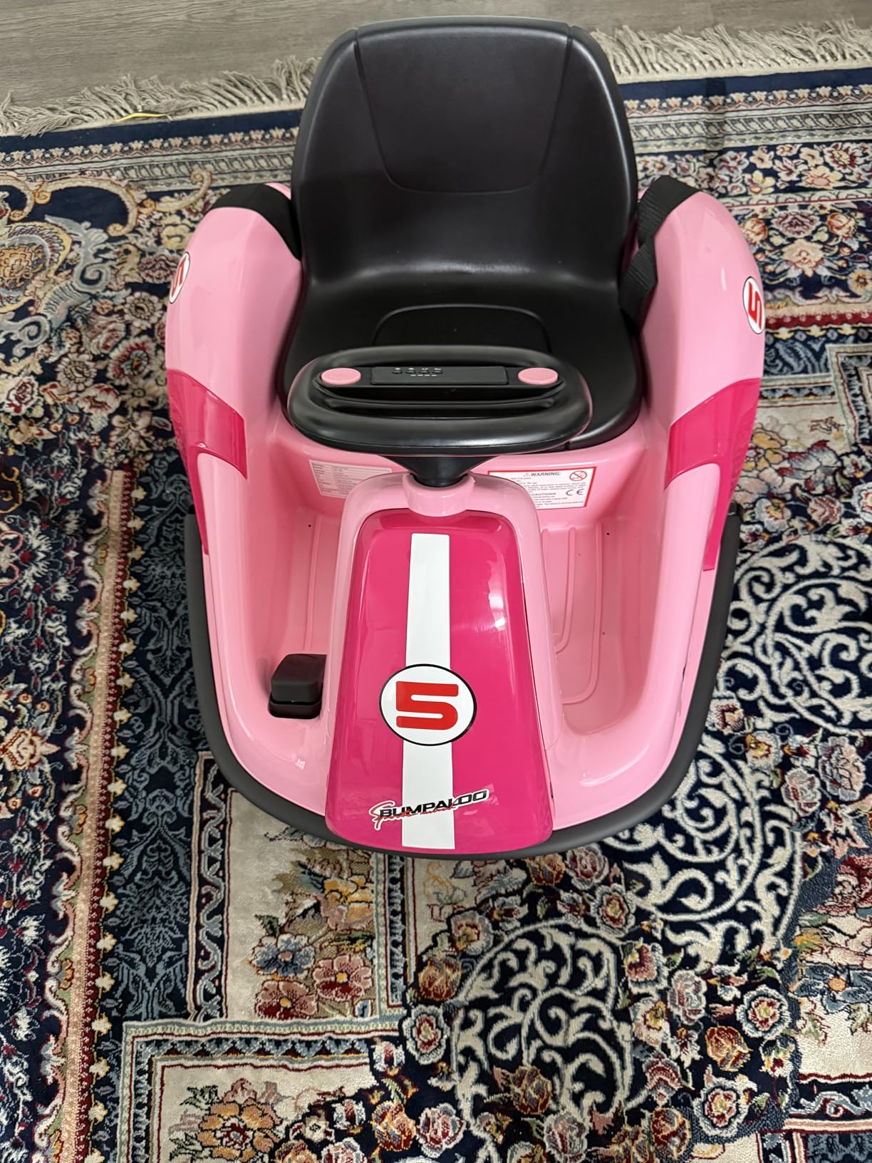 ELEMARA 12V Kids Bumper Car with Big Wheel, 2.2 Mph Max, Toddler Bumper Cars with Remote, Baby Bumping Toy Car with DIY Stickers,360 Degree-Spin, Music, Bluetooth,LED Lights, Blue customer photo 2