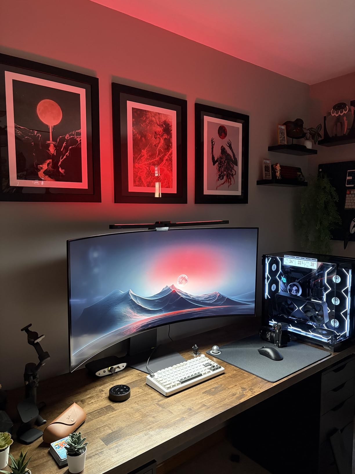Quntis Curved Monitor Light Bar 15 RGB Backlight for 34+ Inch Screens, Computer Bar Lights Foldable Dual Light with Color Temperature Brightness Stepless Dimming, No Glare Desk Lamp for Home Office Gaming customer photo 2