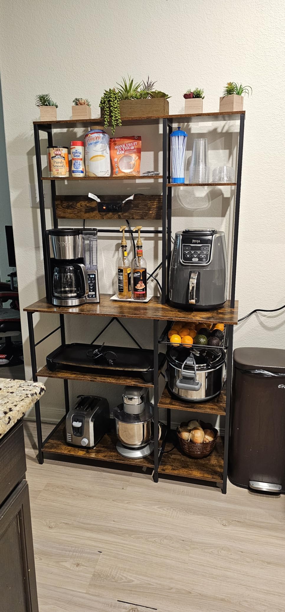 SUPERJARE Large Bakers Rack with Power Outlets, 47.2 Inches Microwave Stand customer photo 1