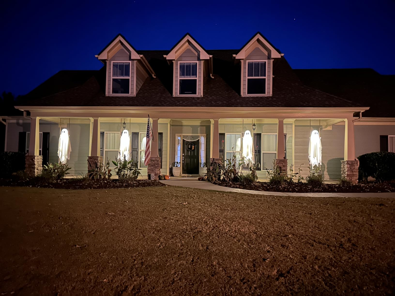 Halloween Decorations Outdoor - 5 FT Large Hanging Swing Ghost Halloween Decor with String Lights, Spooky Cute Ghosts Decorations for Front Porch Yard Tree customer photo 2