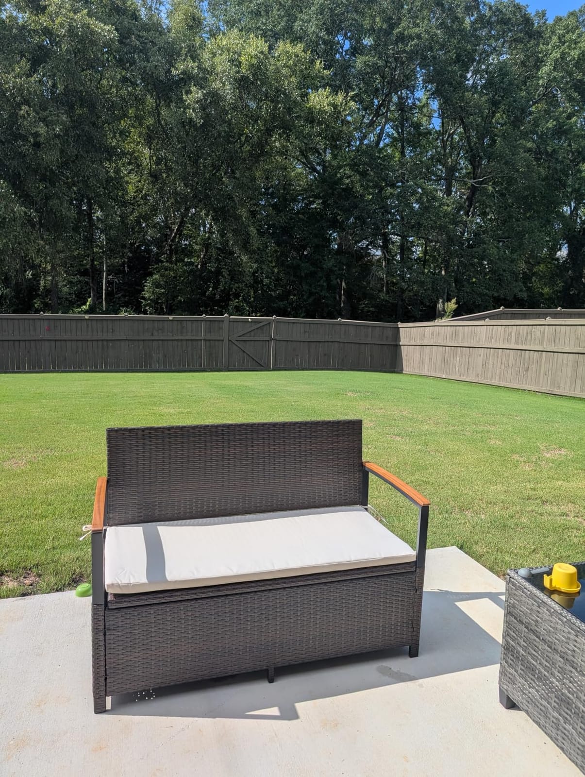 RELAX4LIFE Wicker Rattan Outdoor Storage Loveseat Bench Mix Brown Off White customer photo 1