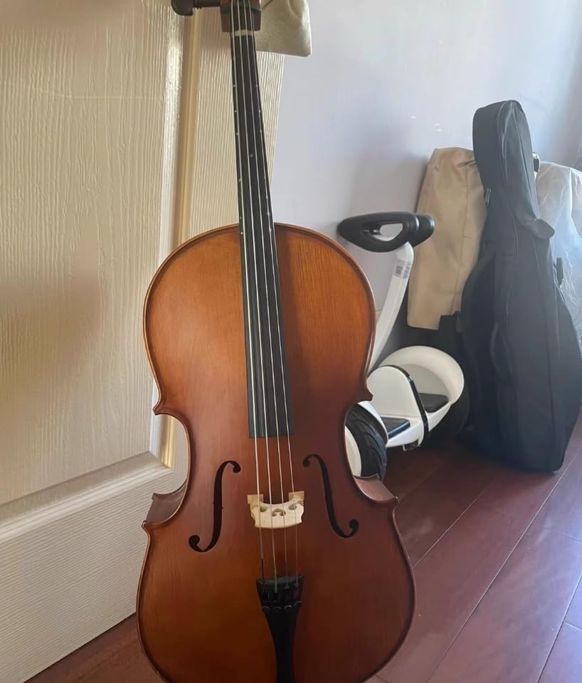 Full Size Cello Kit, Acoustic Cello Instrument for Adults,Students,Beginners,Complete Cello 4/4 Set with Portable Bag, Bow, Rosin, Natural Color customer photo 1