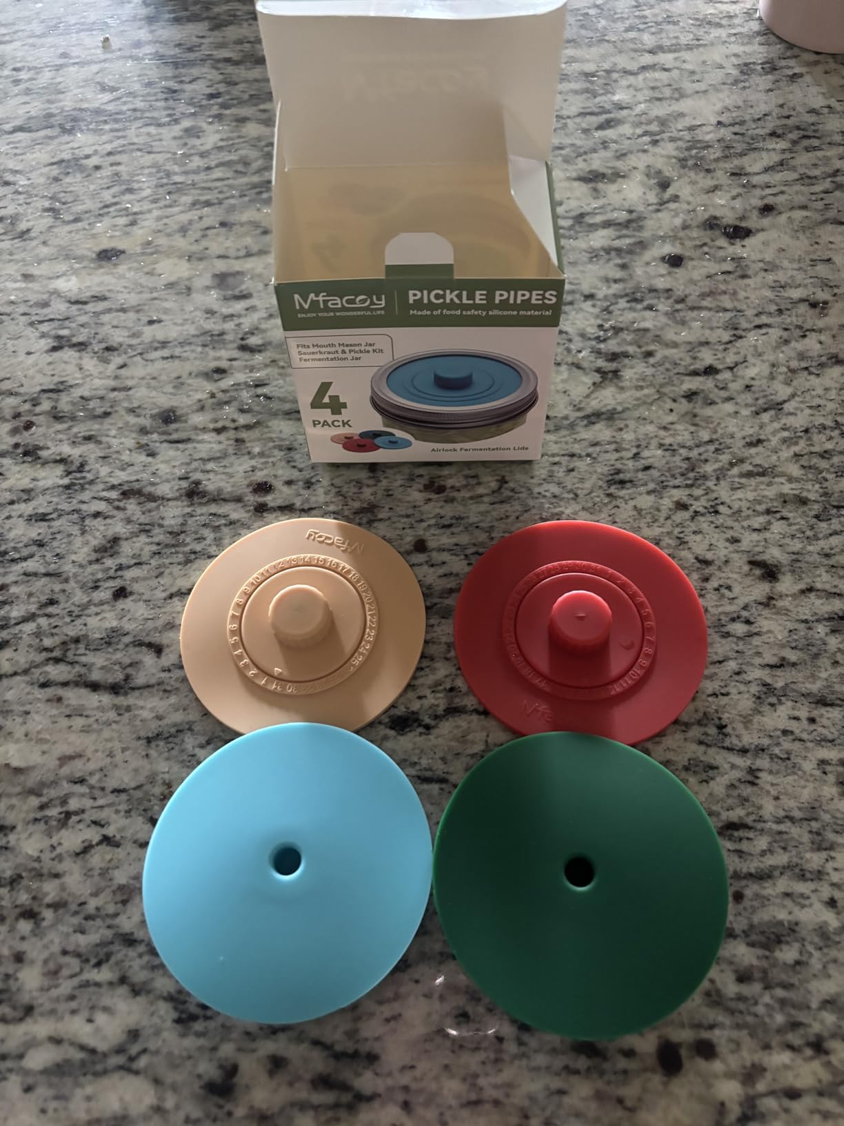 Original Patented Airlock Fermentation Lids for Wide Mouth Mason Jars, Fermenter Caps, Fermentation Kit for Sauerkraut & Pickle Kit, One Way Waterless Airlock Valve - BPA-Free customer photo 1