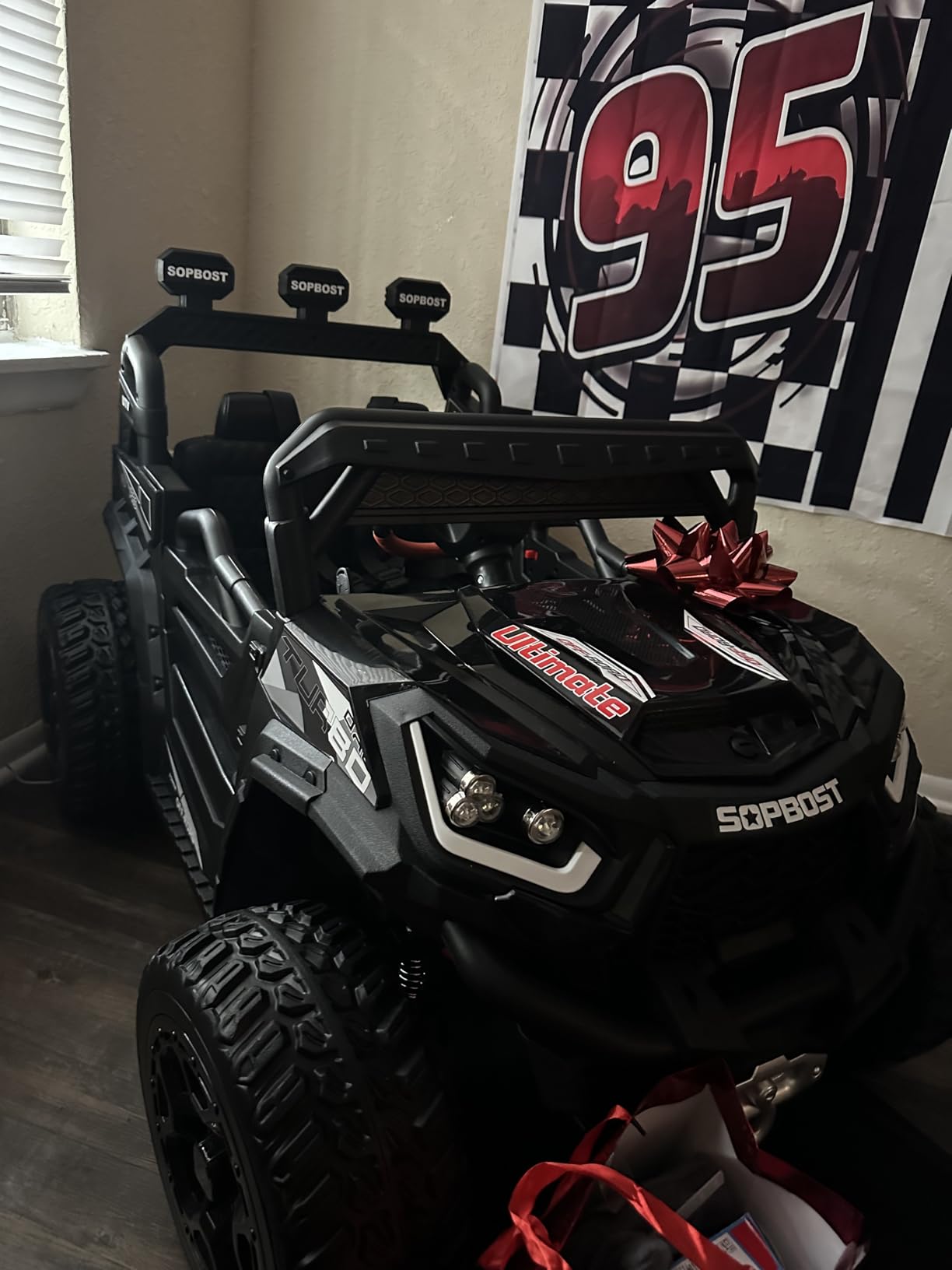 sopbost 24V Kids Ride On UTV with Remote Control, 2WD/4WD Switchable, Beige customer photo 1