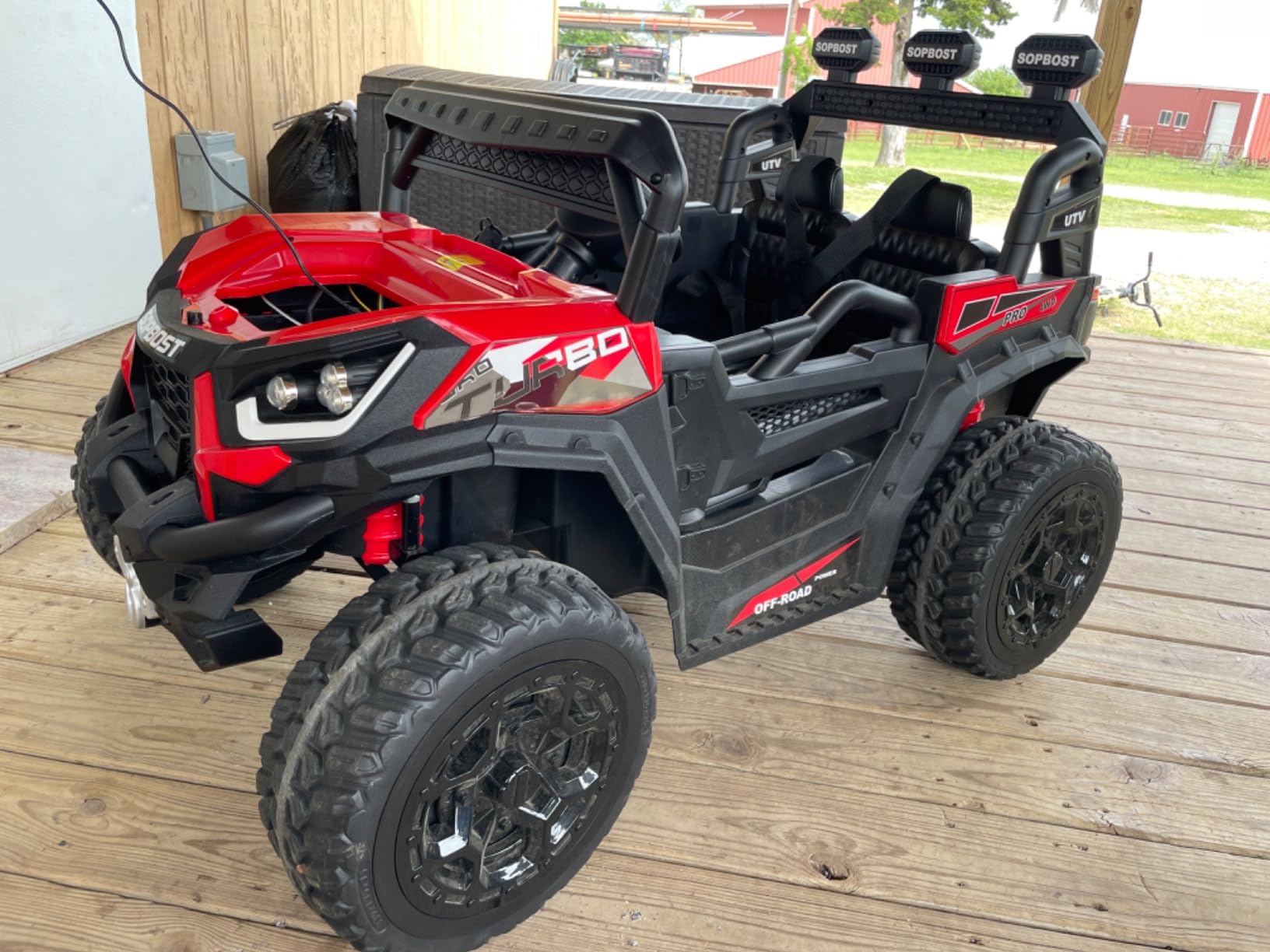 sopbost 24V Kids Ride On UTV with Remote Control, 2WD/4WD Switchable, Beige customer photo 2