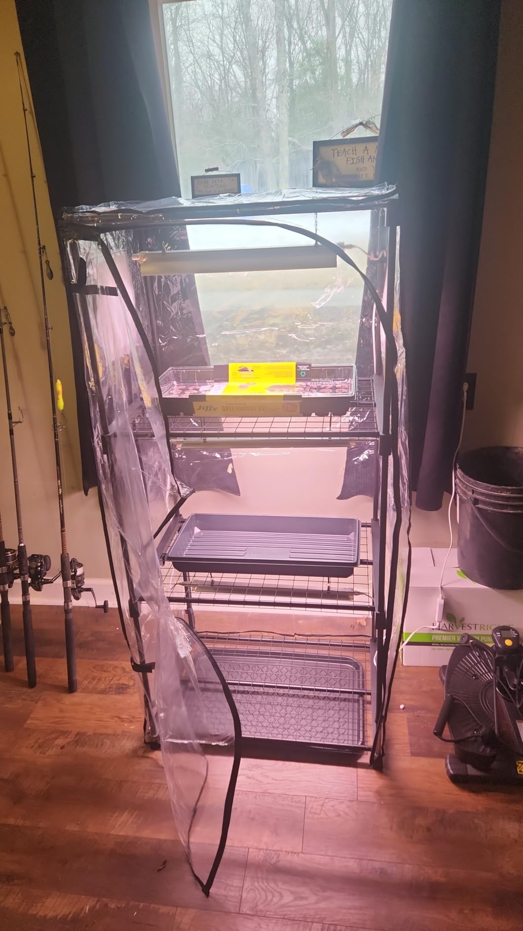Indoor Greenhouse with Grow Light, 4-Tier Plant Shelf, 39x19x63in customer photo 2