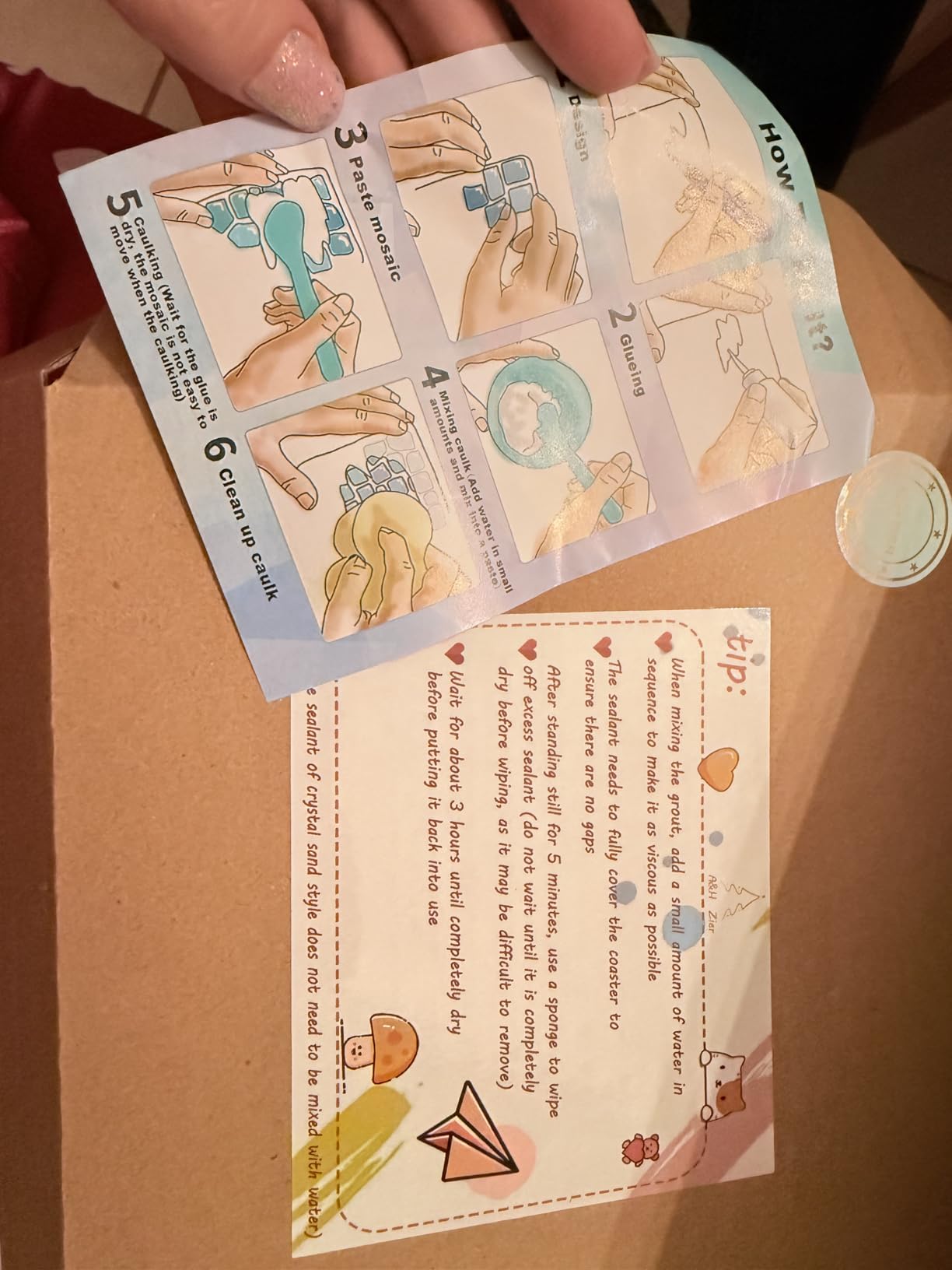 Mosaic Kits for Adults, 4‑Pack Wooden Coasters DIY Craft Set customer photo 2