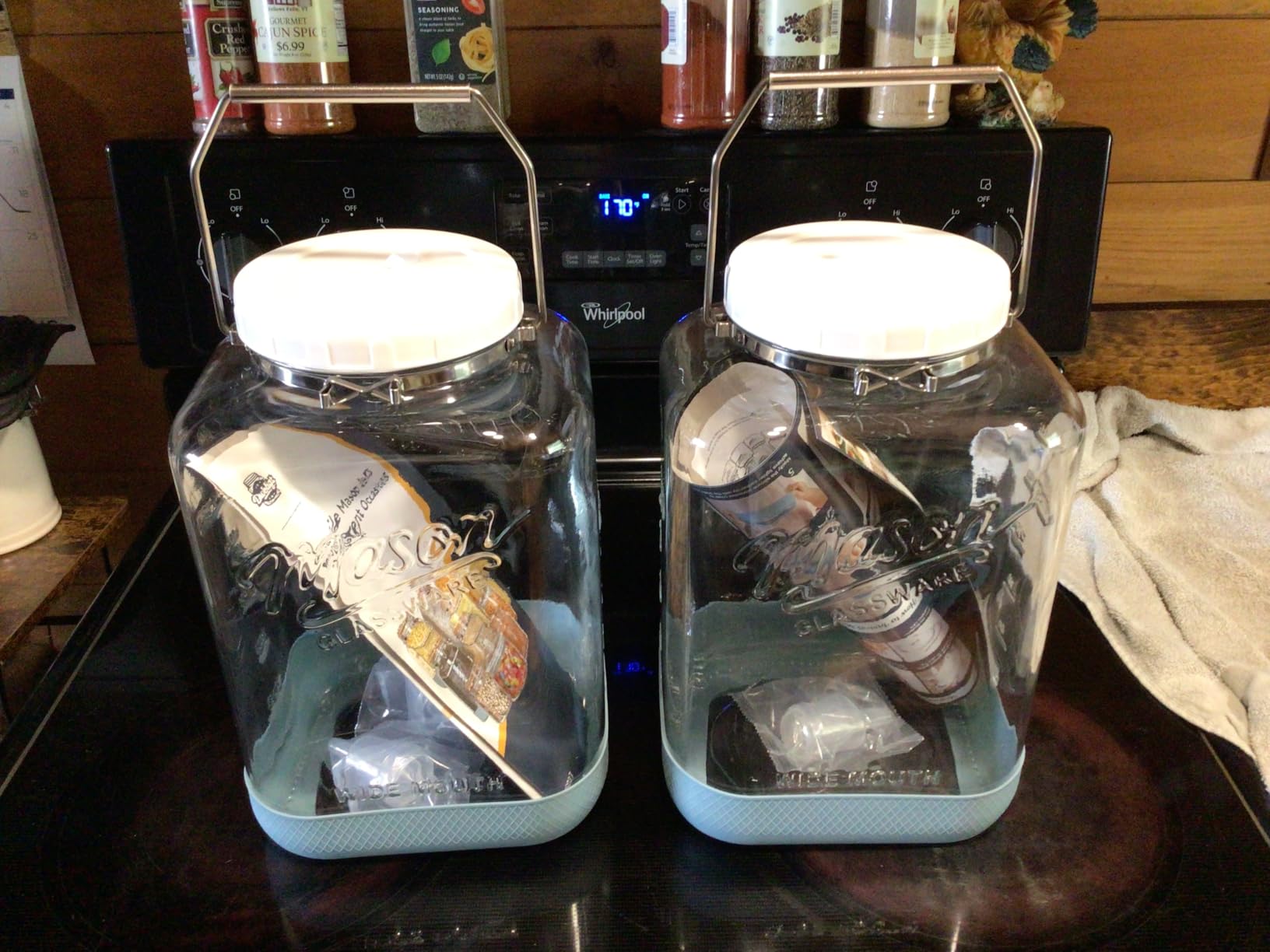 Large Fermentation Jars with Airlock, 2 Gallon Glass Jar with Lid | 2 Pack Square Wide Mouth Mason Jar, Stainless Steel Handle, Non-slip Base, Kimchi Containers for Mead Making, Kombucha customer photo 1