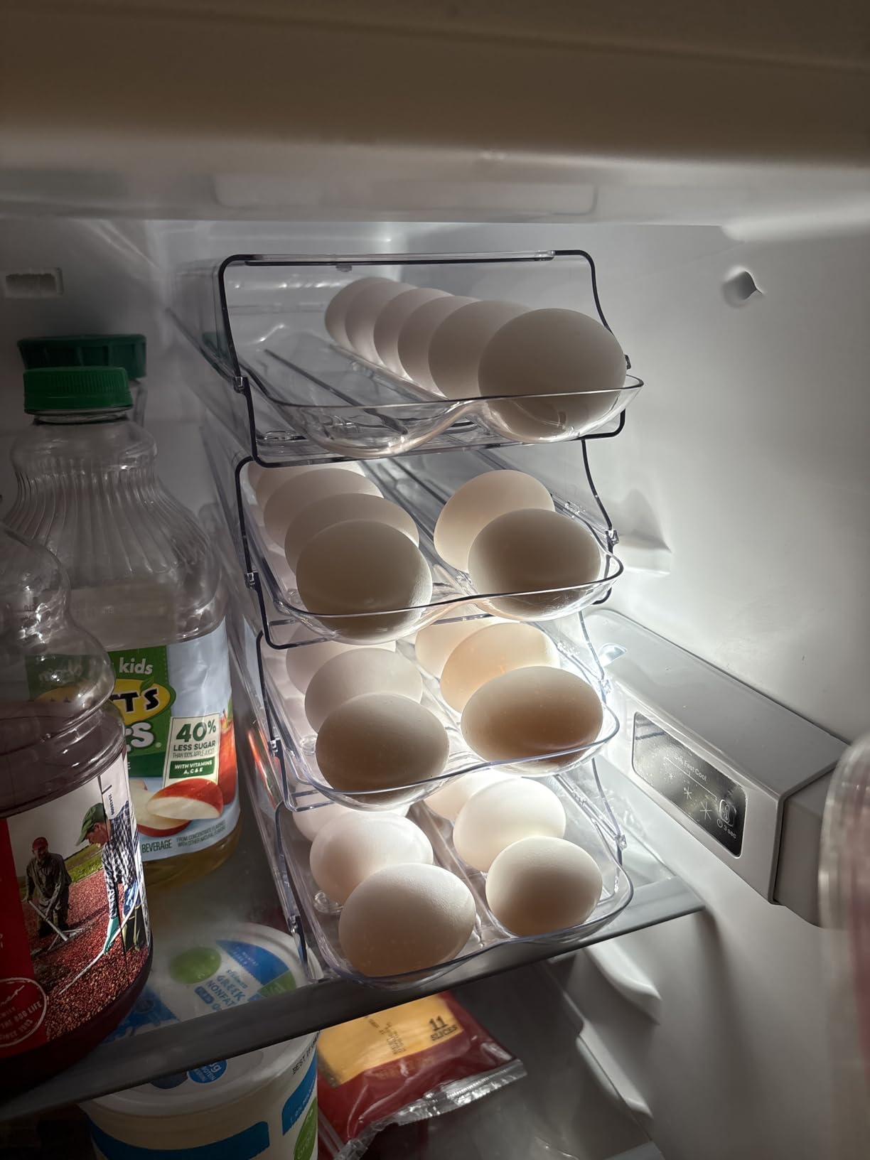 Vtopmart 2 Pack Egg Holder for Fridge, Automatic Rolling Egg Container | Stackable Clear 14-Count Eggs Organizer with Removable Inner Tray, Egg Storage for Refrigerator customer photo 1
