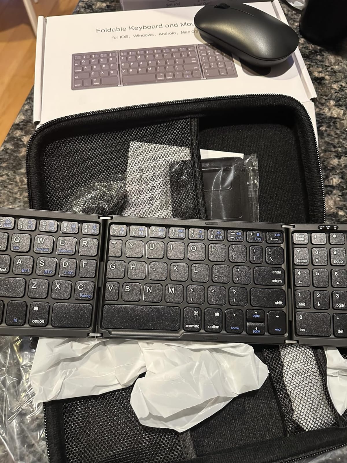Foldable Keyboard Mouse Combo for Travel,Bluetooth/2.4G Rechargeable(Black) | Multi-device Portable keyboard mouse set, portable travel case included, compatible for Windows/iOS/Android/MacS/PC customer photo 2