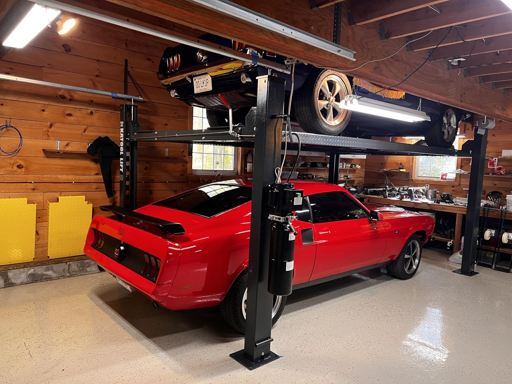 KT-4H950 110V 3.0HP Four Post Lift Car Truck Parking Hoist Aluminum Plate with Casters and 9500Lbs Lifting Capacity,Max Lifting Height 84.5 Inch Extra Wide 113 Inch customer photo 1