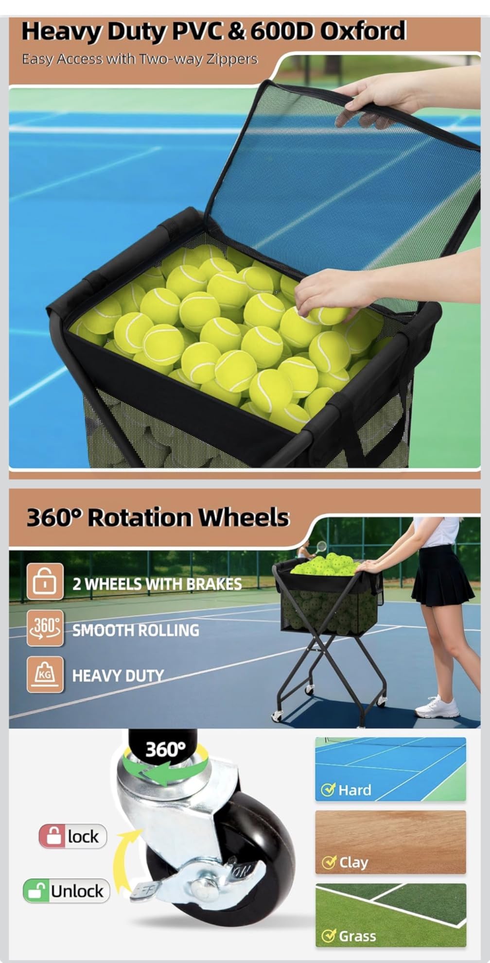 STORAGE MANIAC Foldable Tennis Ball Hopper Cart with Removable Ball Bag customer photo 1